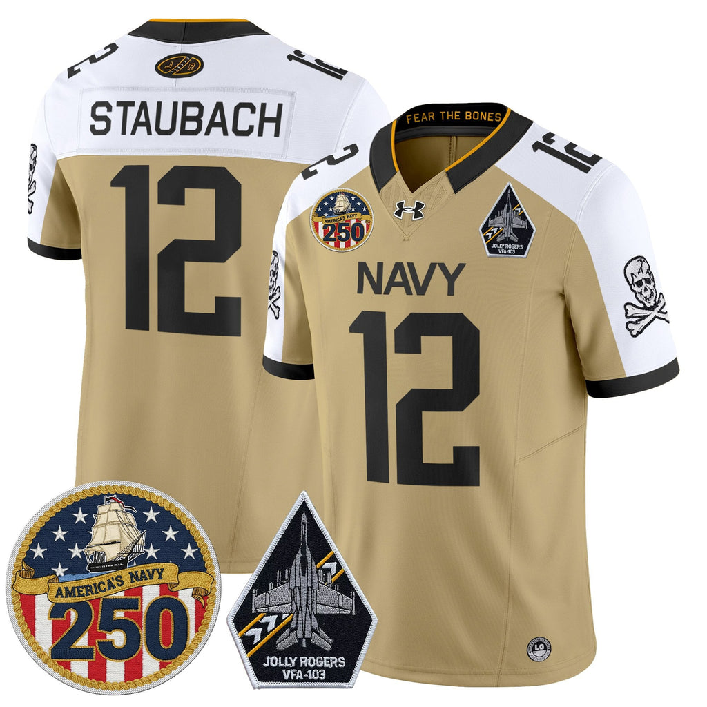 Navy Midshipmen 'Jolly Rogers Edition' Vapor Limited Jersey - 250th Anniversary Patch - Stitched