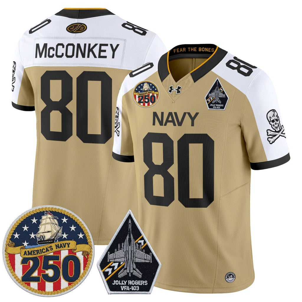 Navy Midshipmen 'Jolly Rogers Edition' Vapor Limited Jersey - 250th Anniversary Patch - Stitched