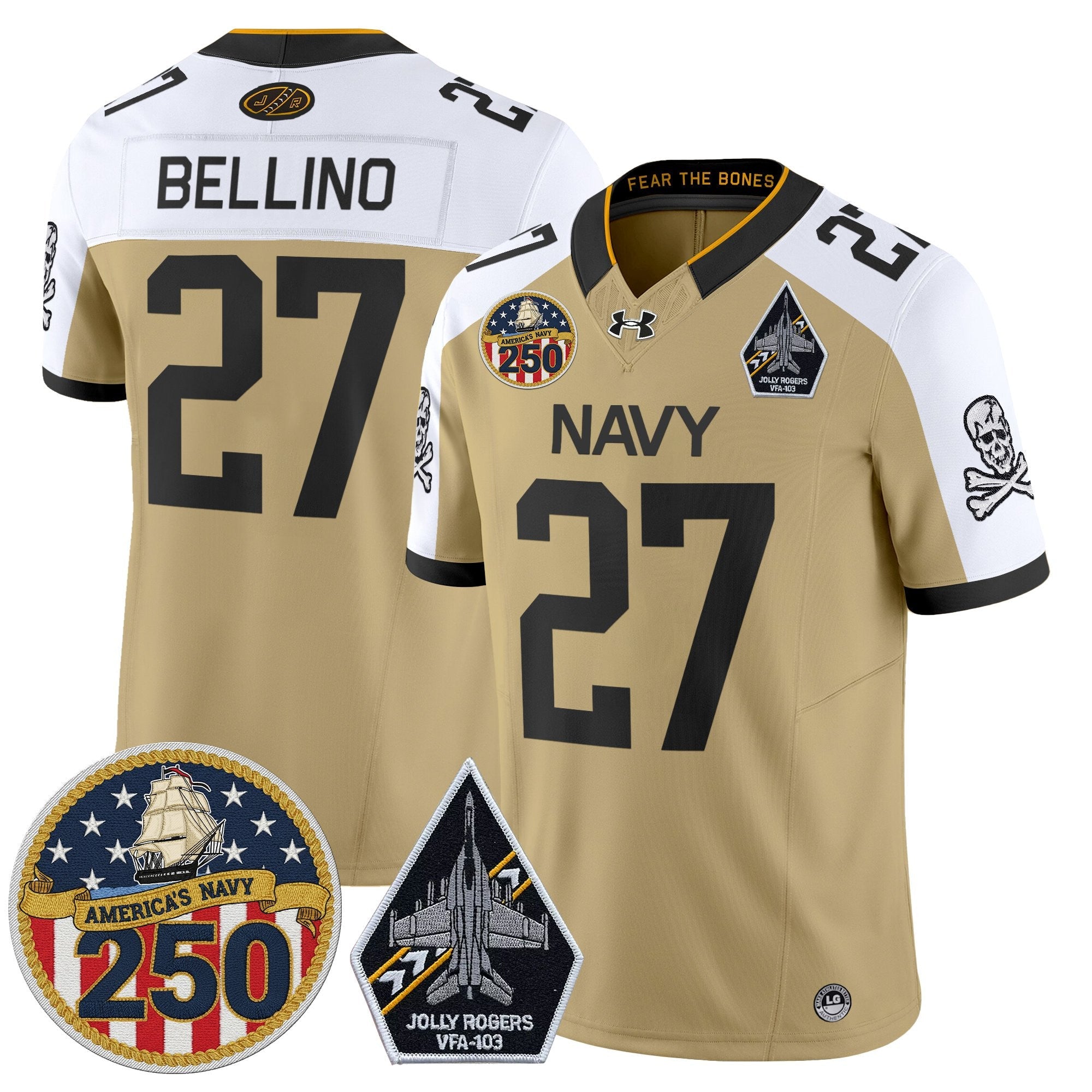 Navy Midshipmen 'Jolly Rogers Edition' Vapor Limited Jersey - 250th Anniversary Patch - Stitched