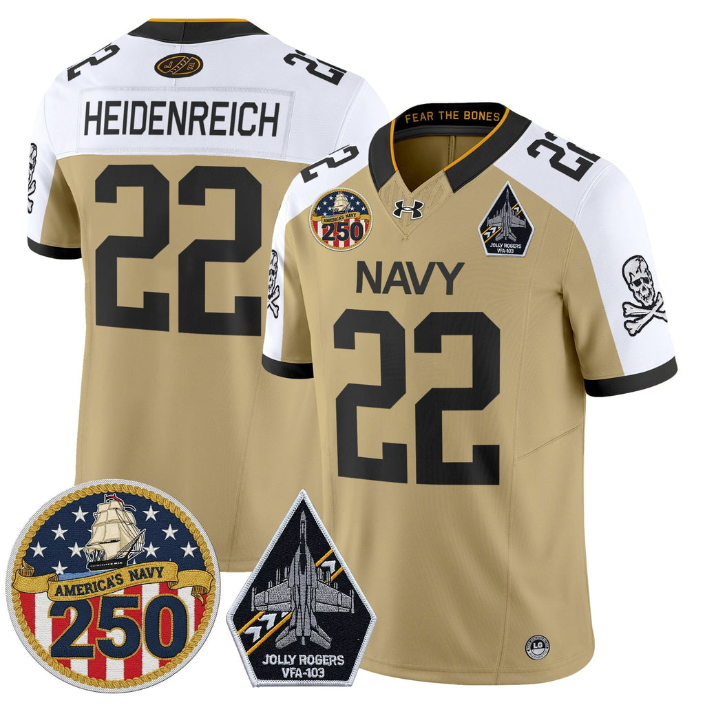 Navy Midshipmen 'Jolly Rogers Edition' Vapor Limited Jersey - 250th Anniversary Patch - Stitched