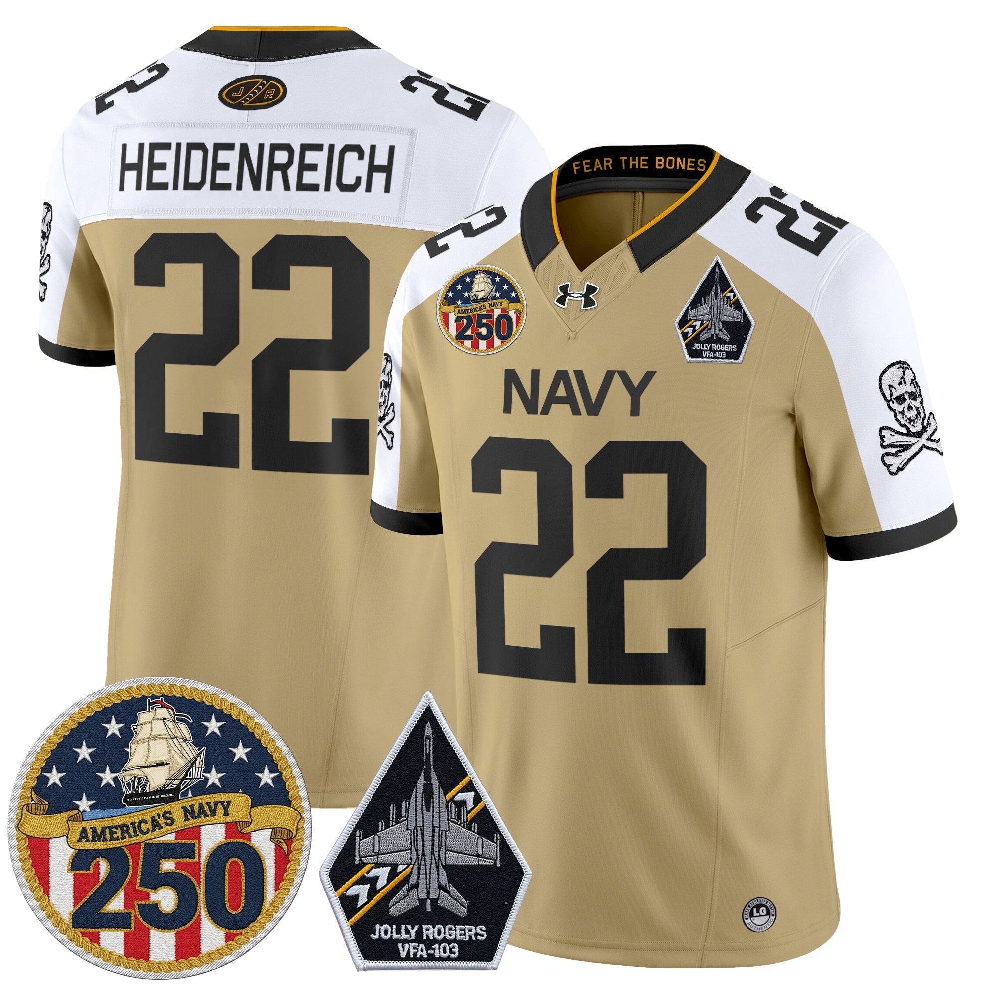 Navy Midshipmen 'Jolly Rogers Edition' Vapor Limited Jersey - 250th Anniversary Patch - Stitched