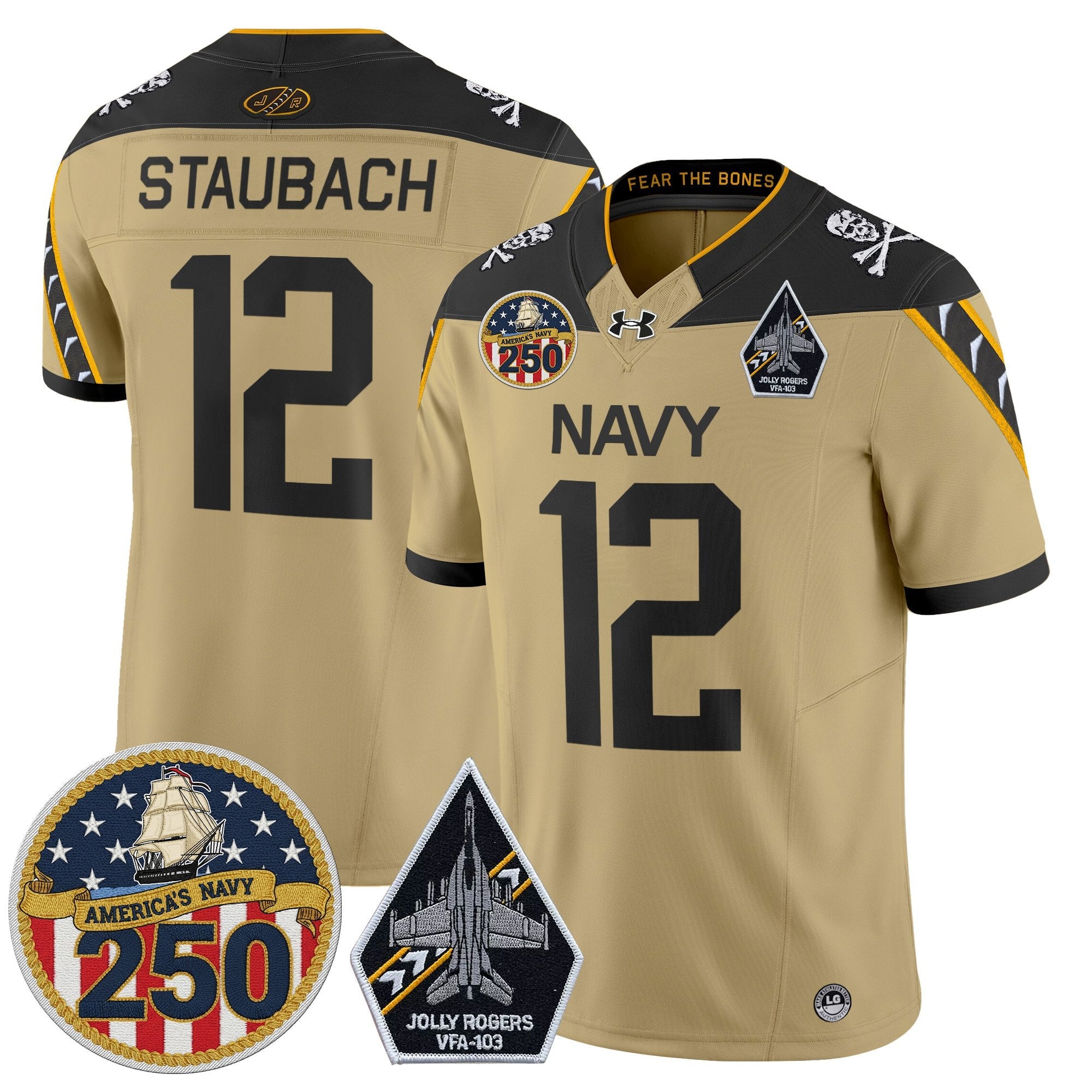 Navy Midshipmen 'Jolly Rogers Edition' Vapor Limited Jersey - 250th Anniversary Patch - Stitched