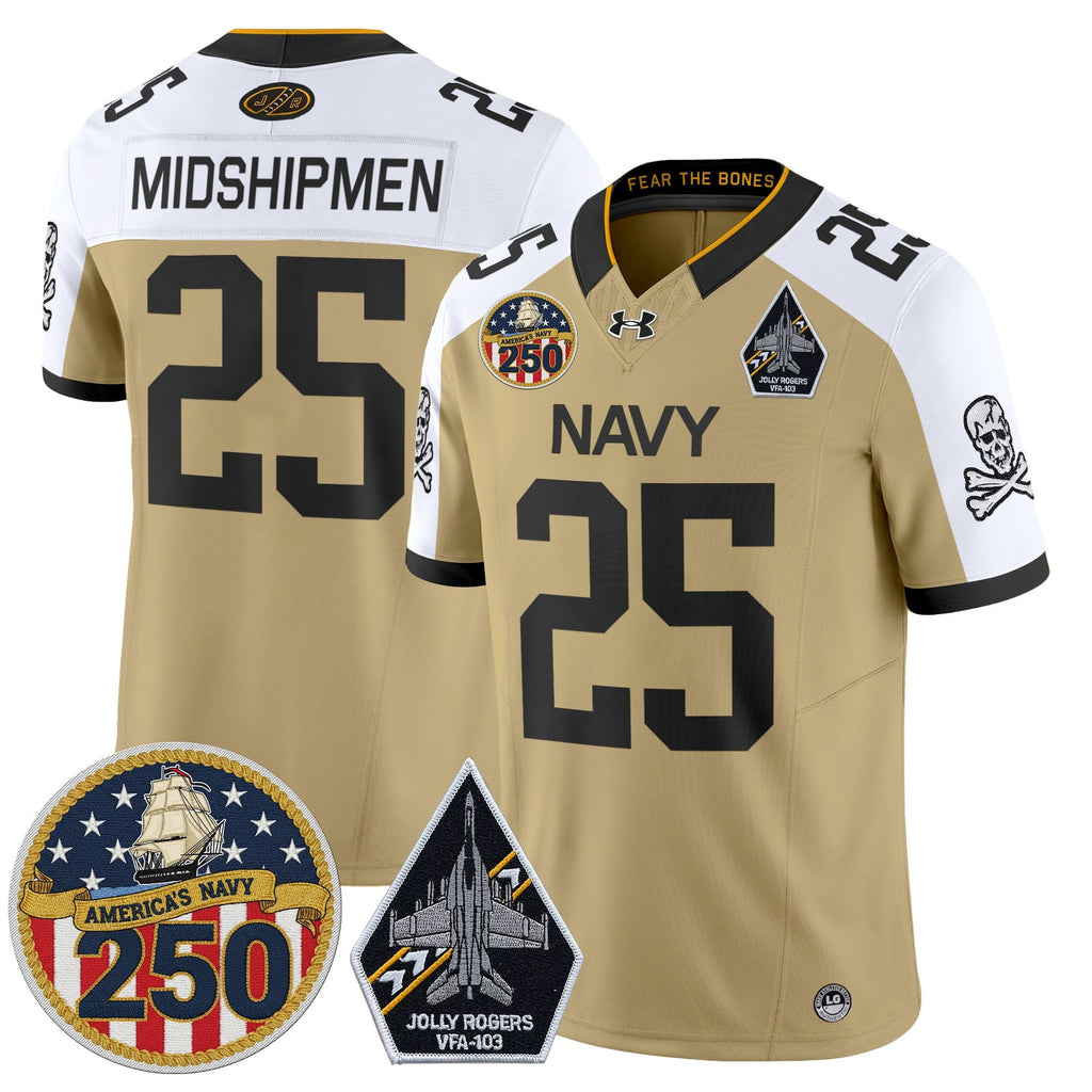 Navy Midshipmen 'Jolly Rogers Edition' Vapor Limited Jersey - 250th Anniversary Patch - Stitched