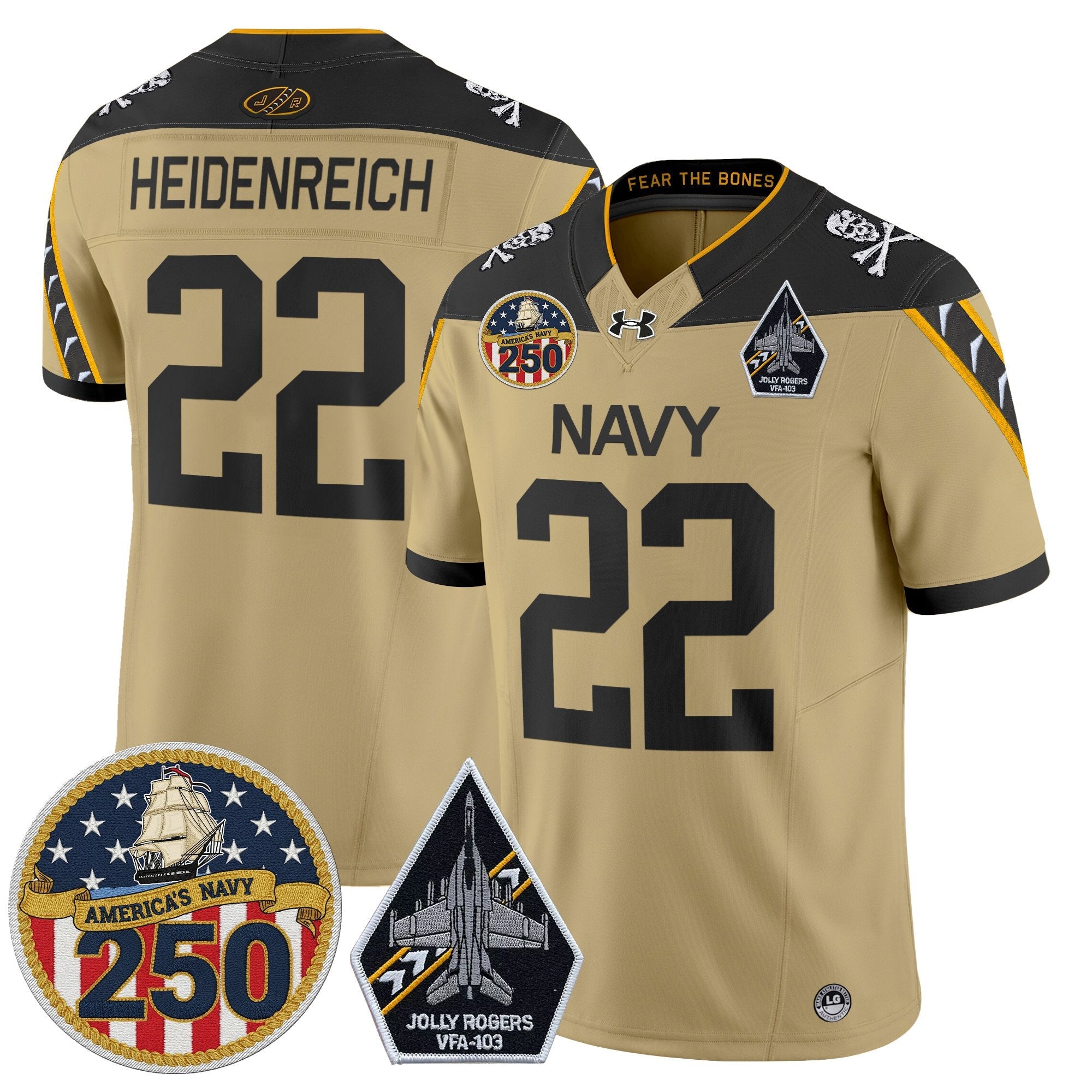 Navy Midshipmen 'Jolly Rogers Edition' Vapor Limited Jersey - 250th Anniversary Patch - Stitched