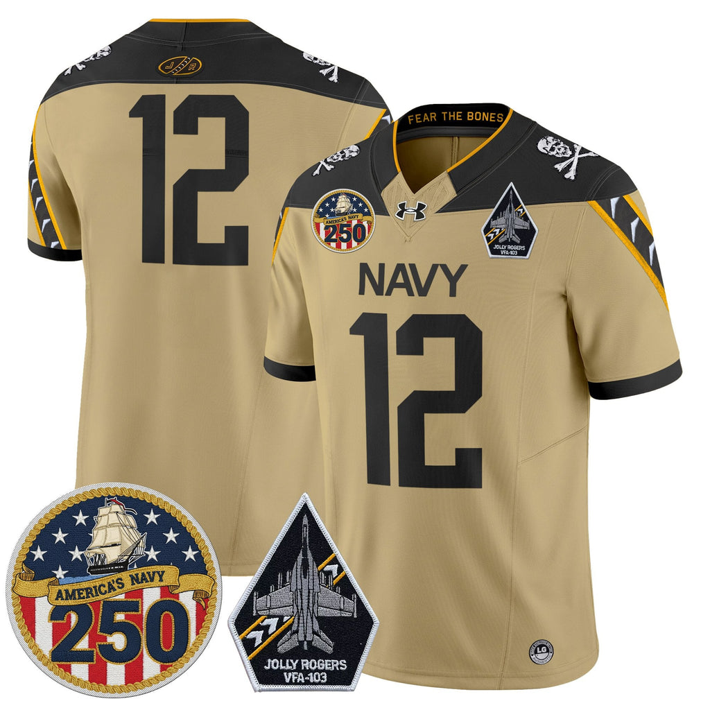 Navy Midshipmen 'Jolly Rogers Edition' Vapor Limited Jersey - 250th Anniversary Patch - Stitched