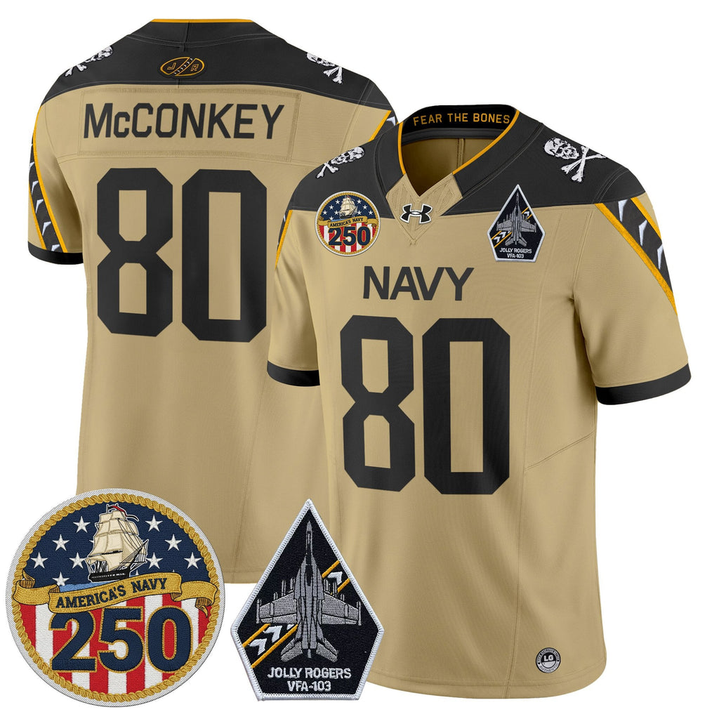 Navy Midshipmen 'Jolly Rogers Edition' Vapor Limited Jersey - 250th Anniversary Patch - Stitched