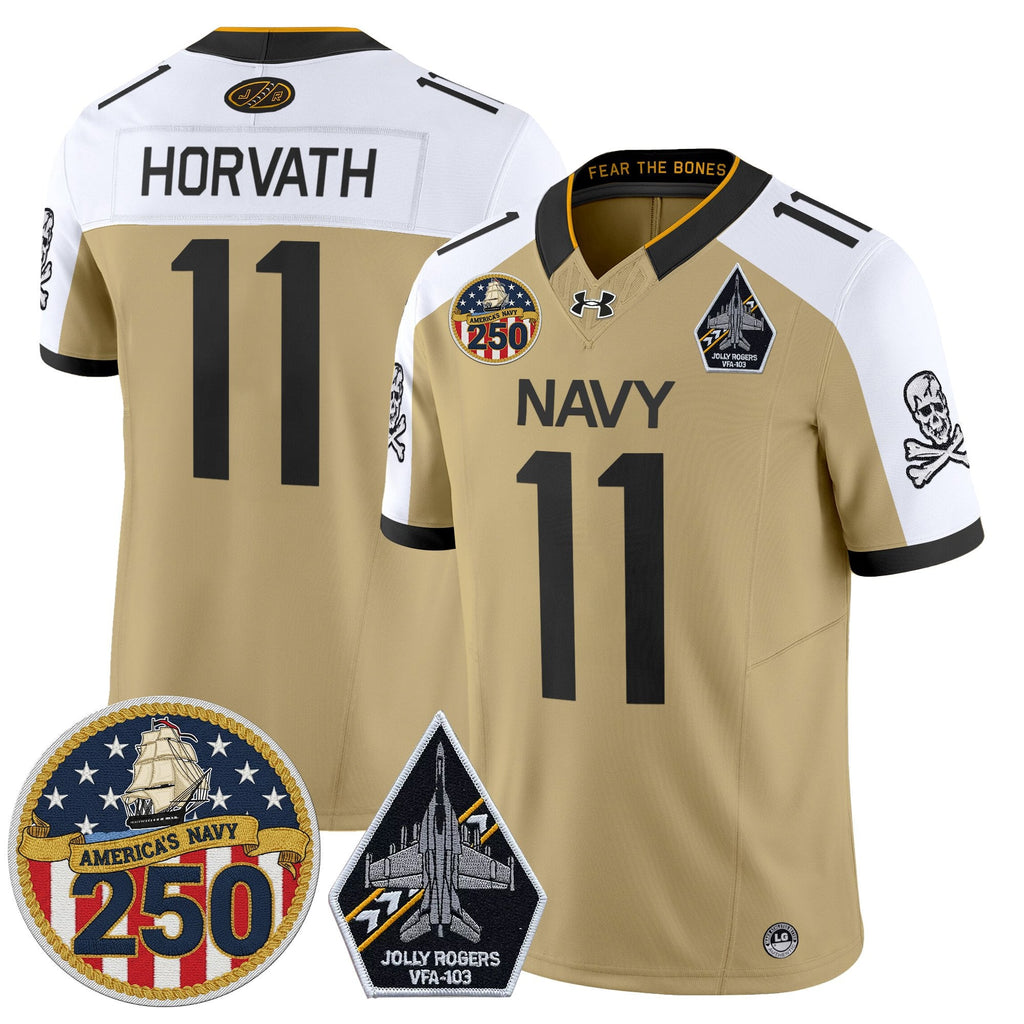 Navy Midshipmen 'Jolly Rogers Edition' Vapor Limited Jersey - 250th Anniversary Patch - Stitched