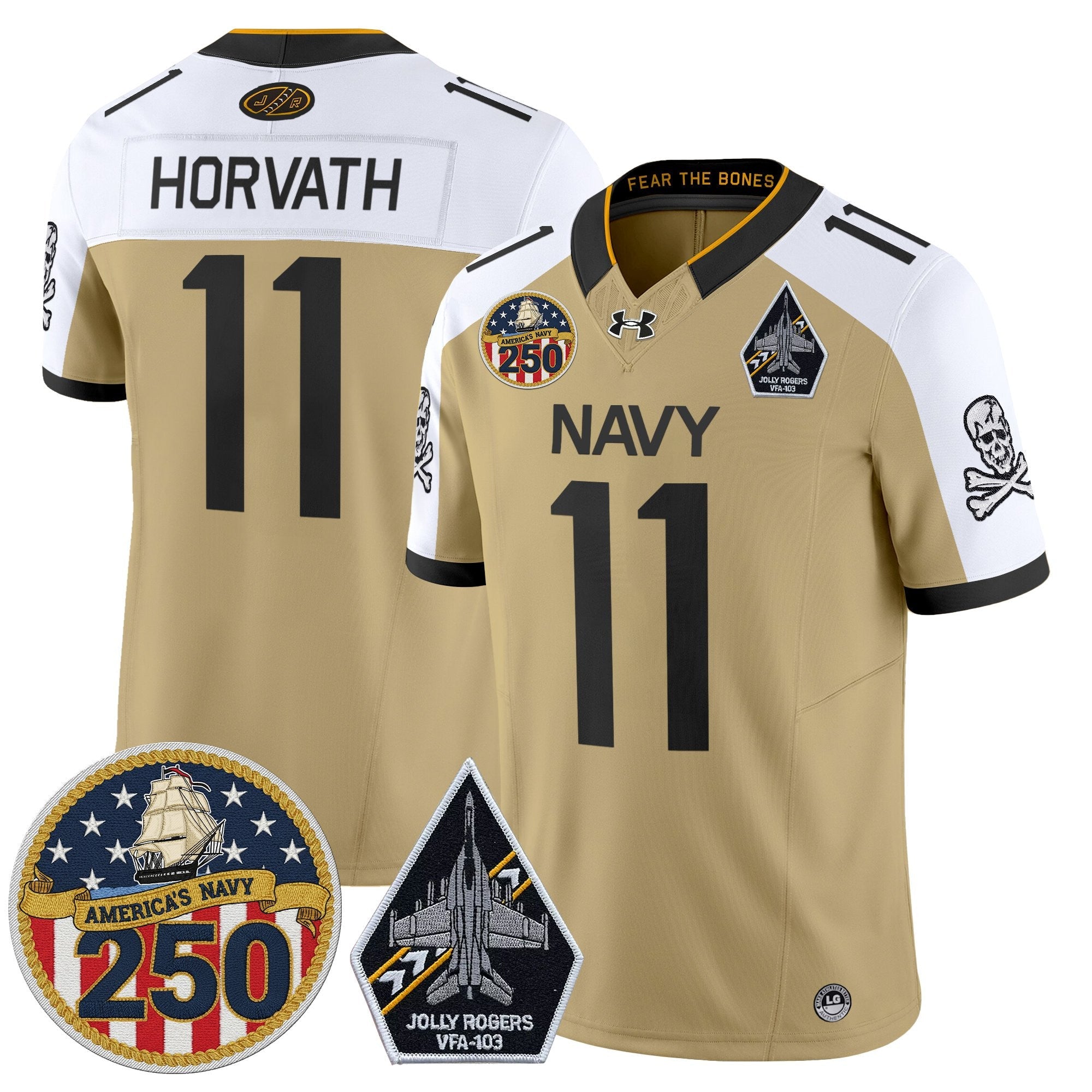 Navy Midshipmen 'Jolly Rogers Edition' Vapor Limited Jersey - 250th Anniversary Patch - Stitched