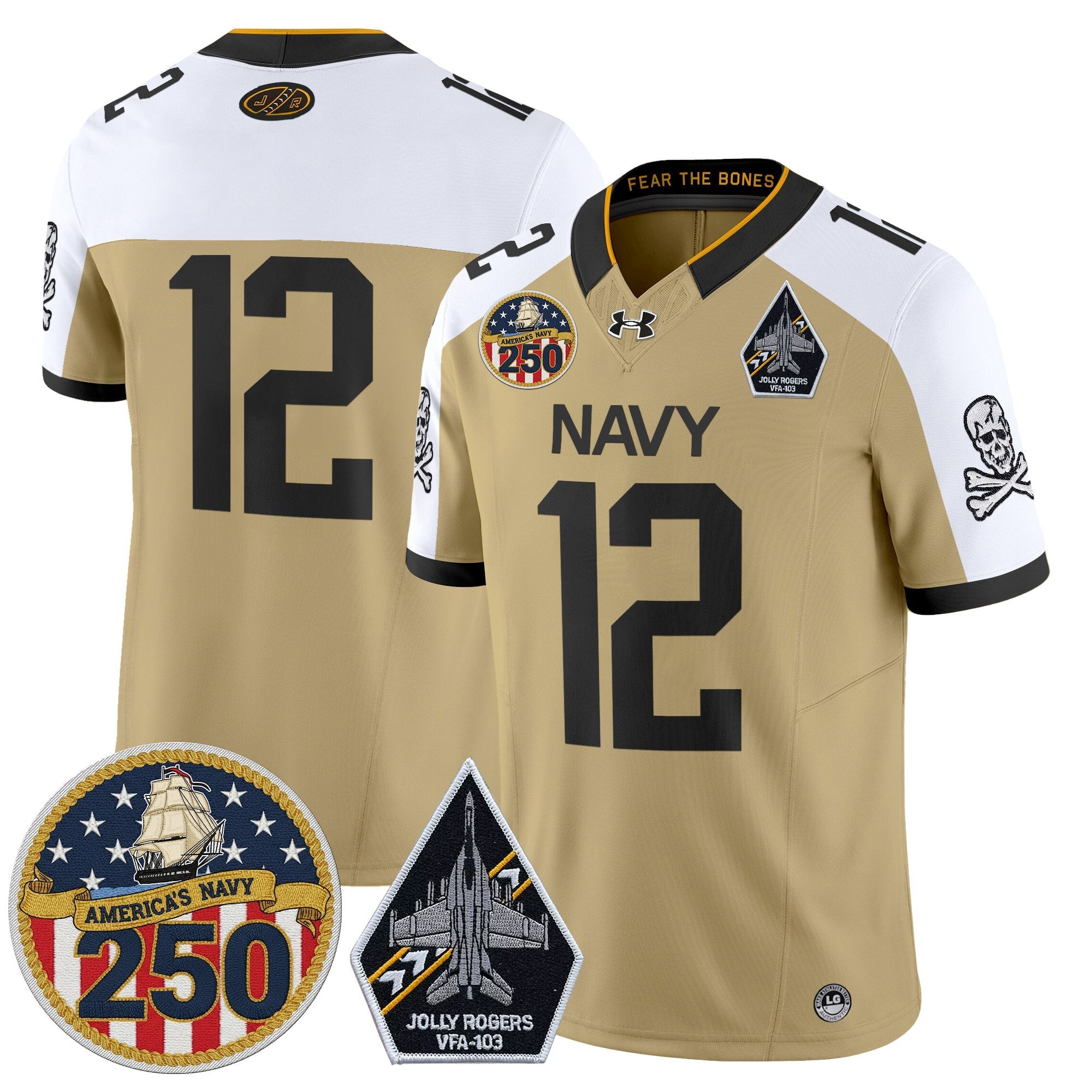 Navy Midshipmen 'Jolly Rogers Edition' Vapor Limited Jersey - 250th Anniversary Patch - Stitched