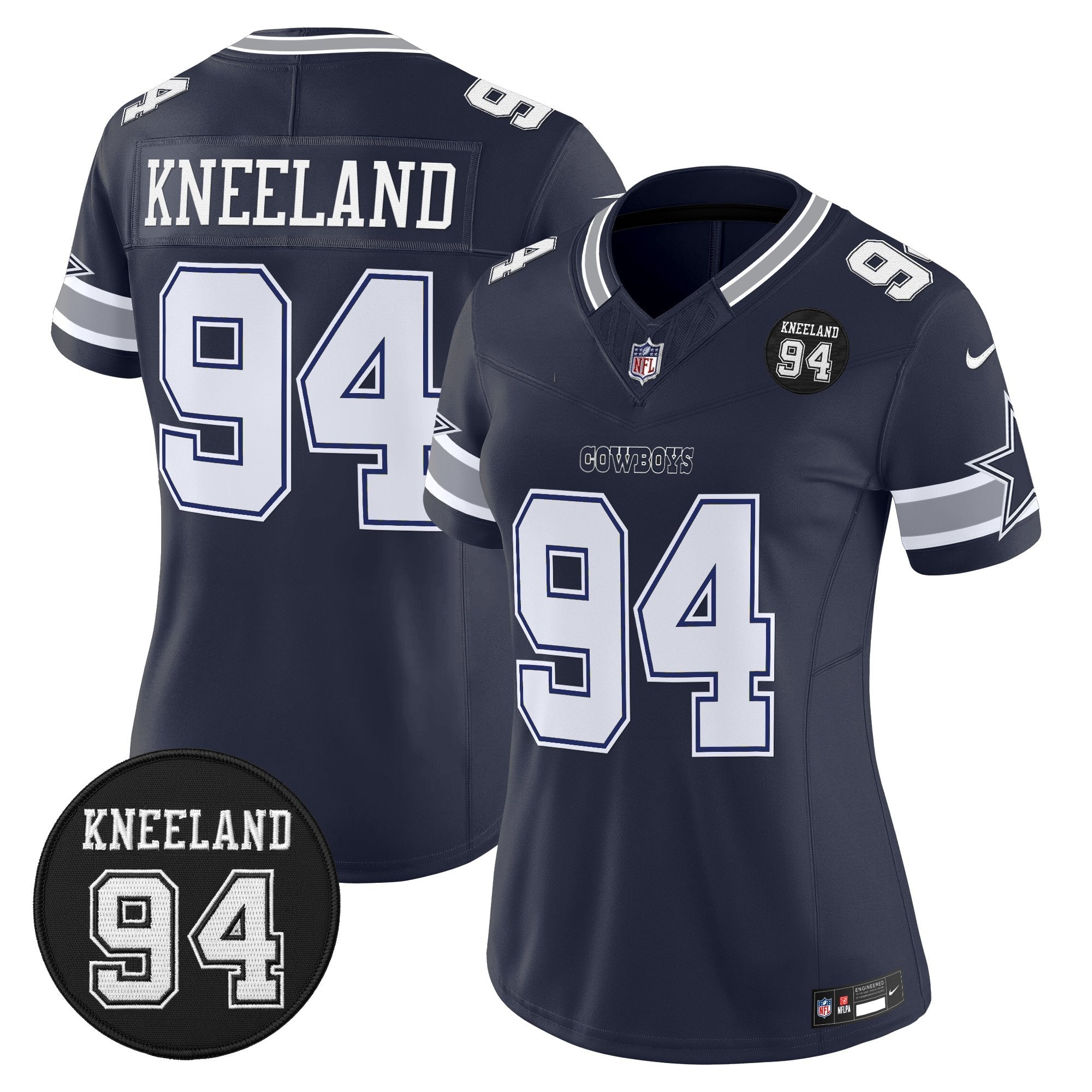 Women's Dallas Cowboys #94 Marshawn Kneeland Memorial Patch Vapor Limited Jersey - All Stitched