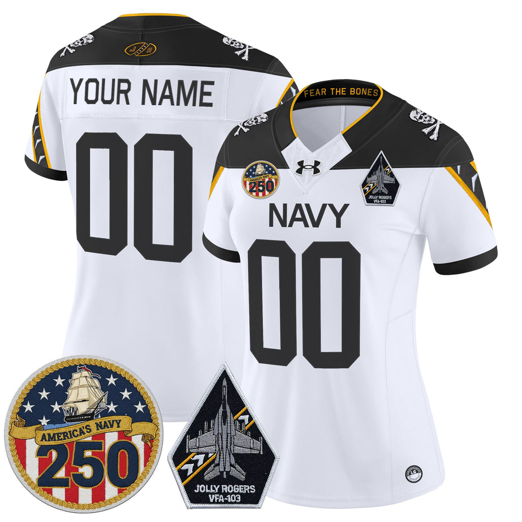 Navy Midshipmen 'Jolly Rogers Edition' Vapor Limited Custom Jersey - 250th Anniversary Patch - Stitched