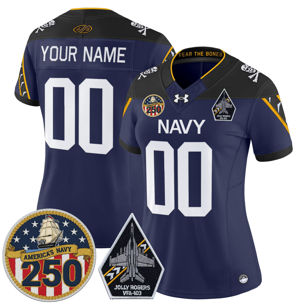 Navy Midshipmen 'Jolly Rogers Edition' Vapor Limited Custom Jersey - 250th Anniversary Patch - Stitched