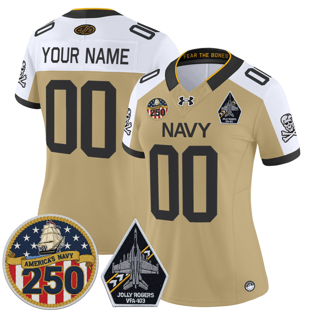 Navy Midshipmen 'Jolly Rogers Edition' Vapor Limited Custom Jersey - 250th Anniversary Patch - Stitched