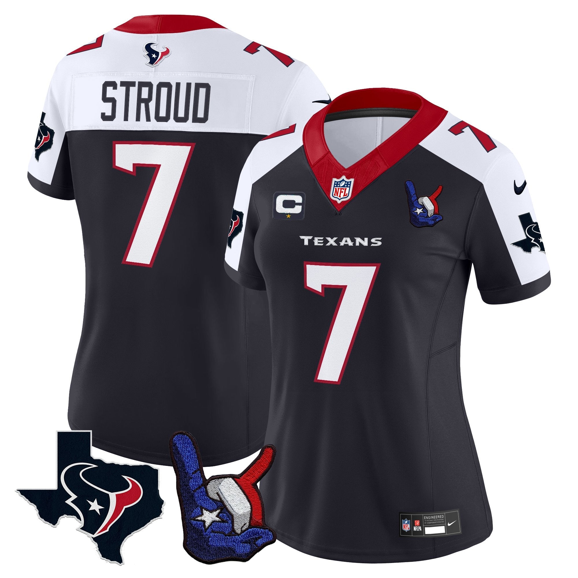 Women's Houston Texans Hand Sign Throwing Up The H Vapor Jersey - All Stitched