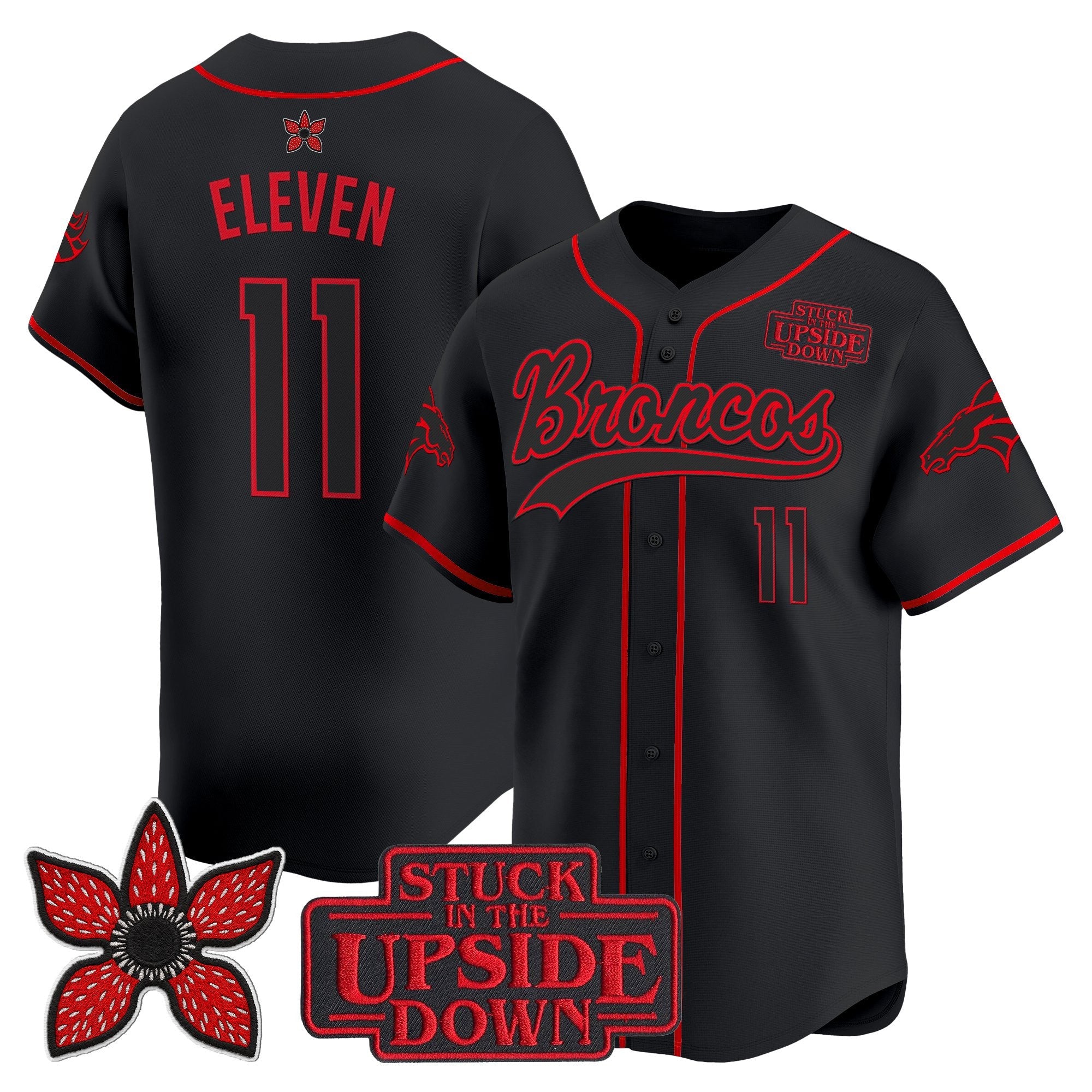 Denver Broncos 'Stranger Things Edition' Vapor Baseball Jersey - All Stitched
