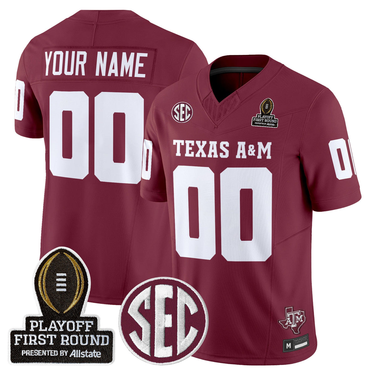 Aggies 2025 Playoff First Round Vapor Limited Custom Jersey