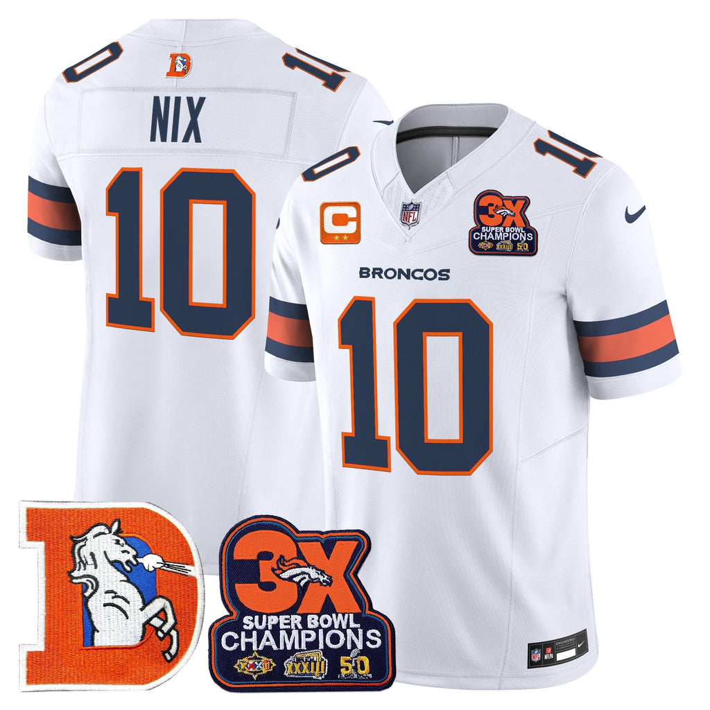 Men's Denver Broncos Throwback Vapor Limited Jersey - 3-Time Champions Patch - All Stitched