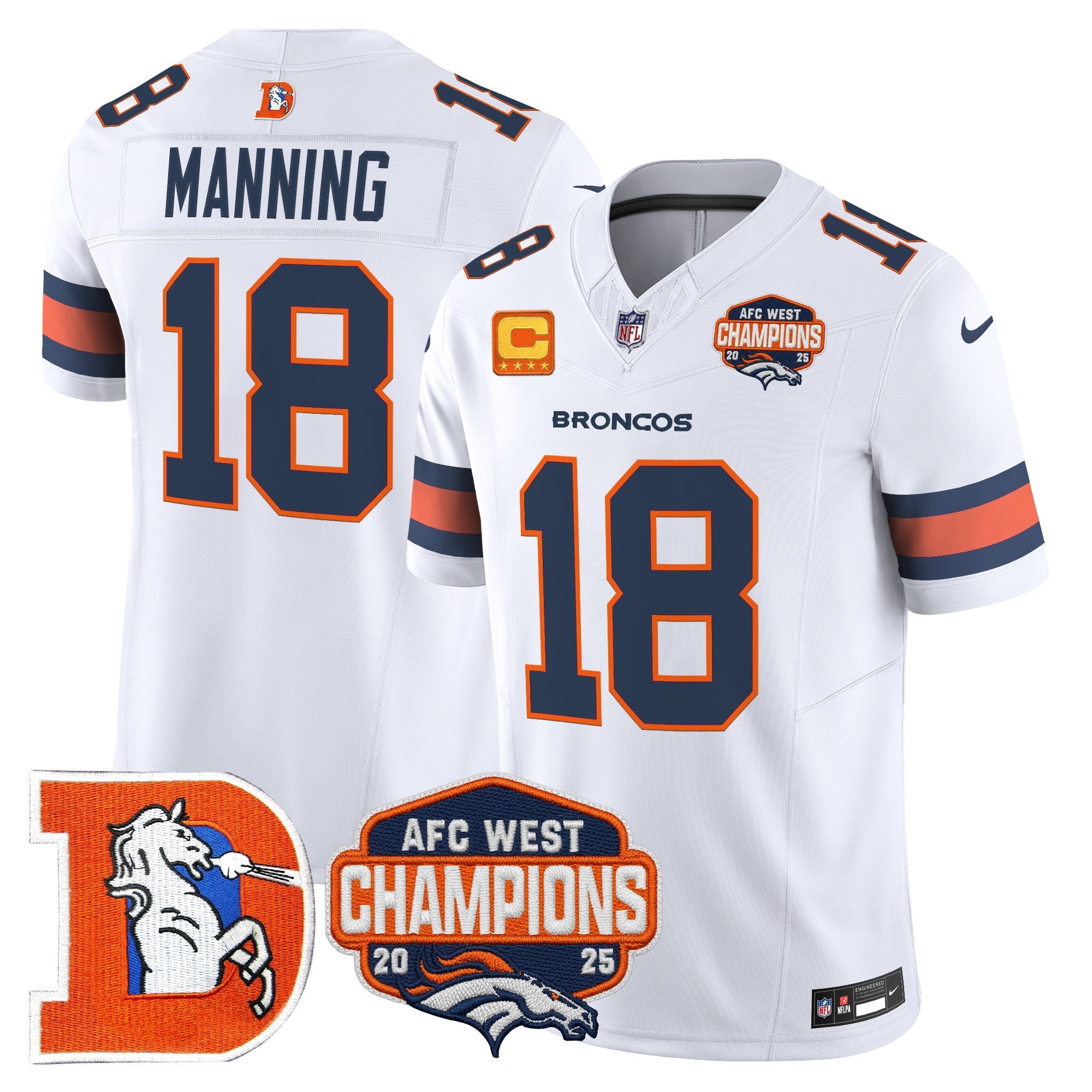 Men's Denver Broncos Throwback Vapor Limited Jersey - 2025 AFC West Division Champions Patch - All Stitched