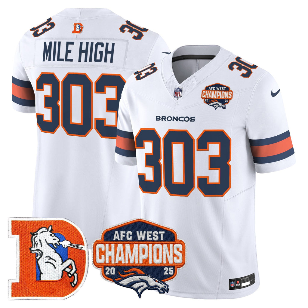 Men's Denver Broncos Throwback Vapor Limited Jersey - 2025 AFC West Division Champions Patch - All Stitched