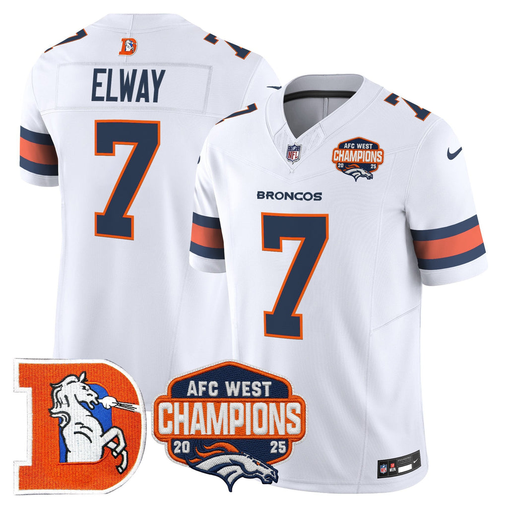 Men's Denver Broncos Throwback Vapor Limited Jersey - 2025 AFC West Division Champions Patch - All Stitched