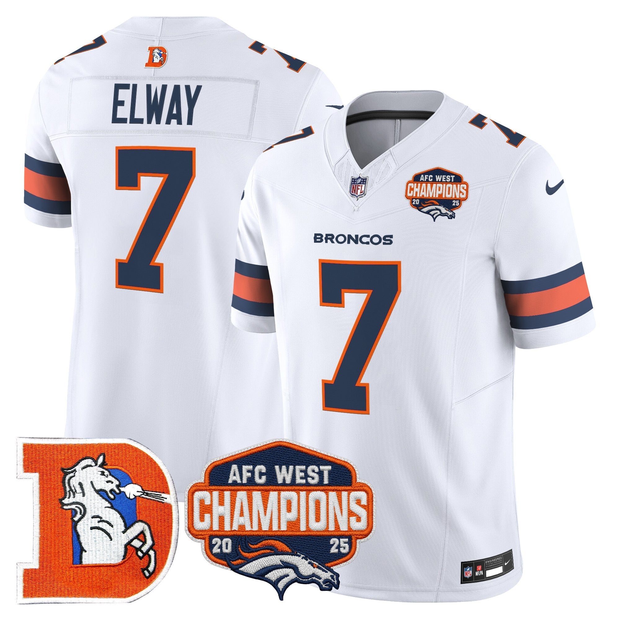 Men's Denver Broncos Throwback Vapor Limited Jersey - 2025 AFC West Division Champions Patch - All Stitched