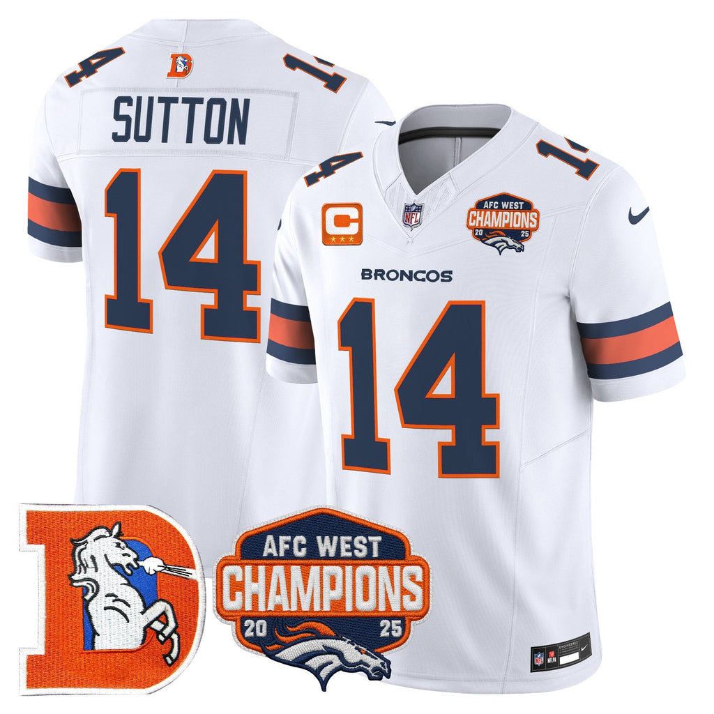 Men's Denver Broncos Throwback Vapor Limited Jersey - 2025 AFC West Division Champions Patch - All Stitched