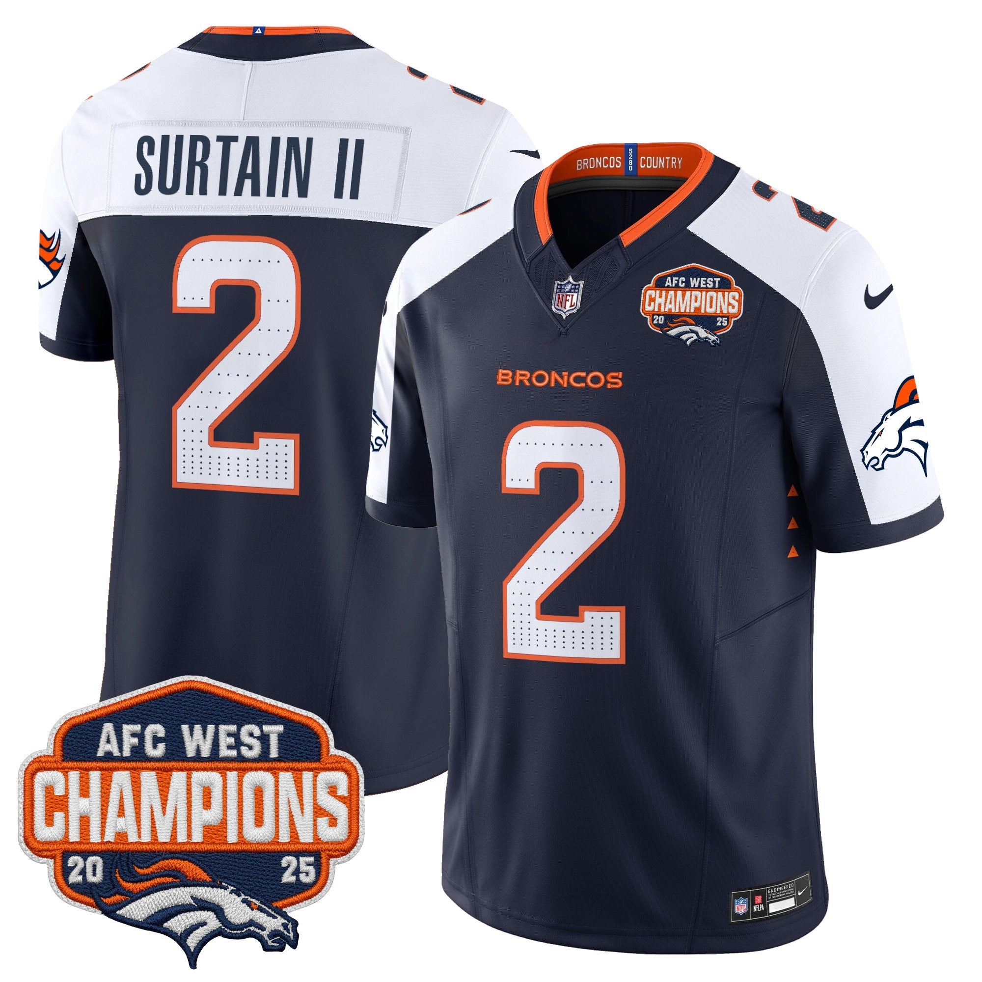 Men's Denver Broncos 2025 AFC West Division Champions Vapor Limited Jersey - All Stitched