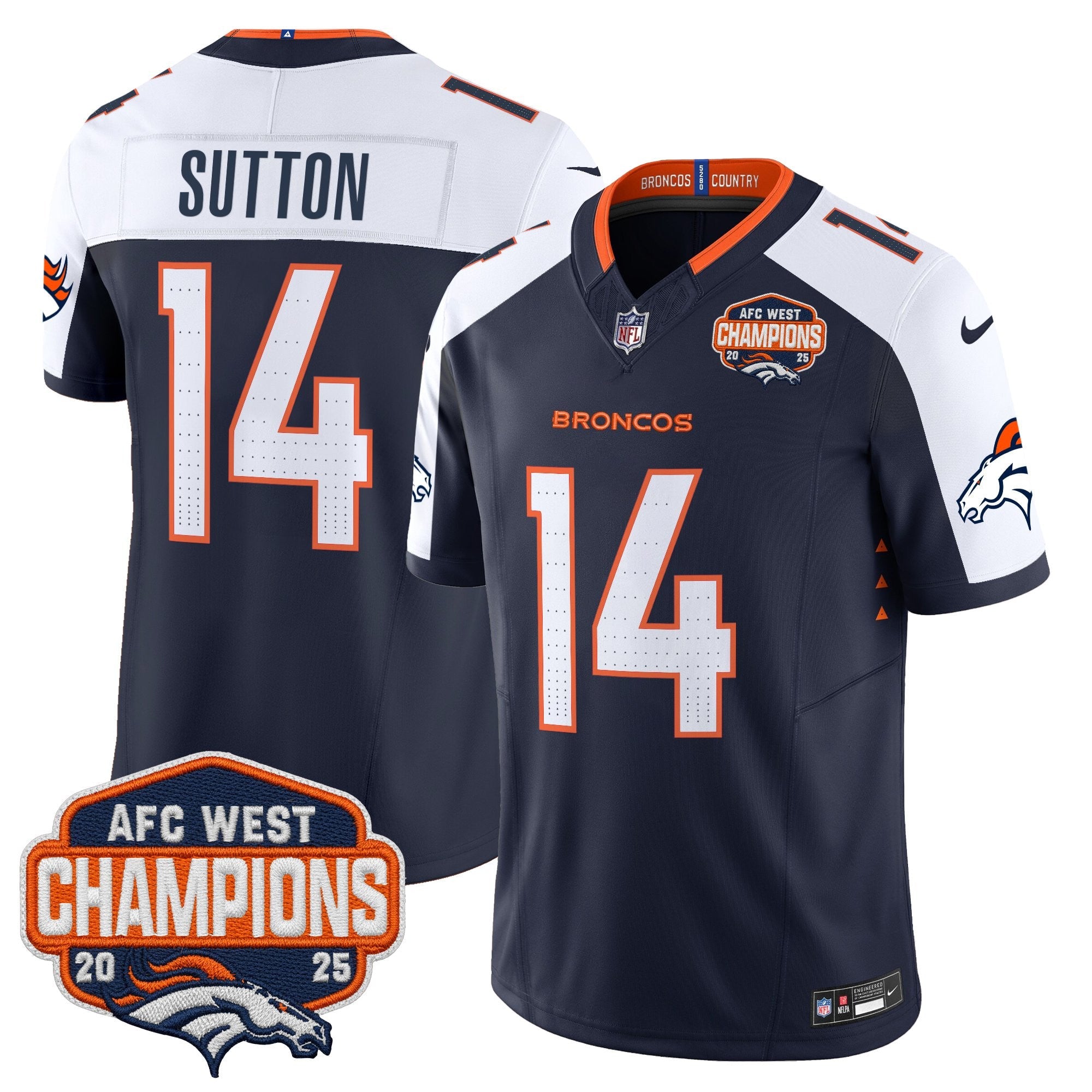 Men's Denver Broncos 2025 AFC West Division Champions Vapor Limited Jersey - All Stitched