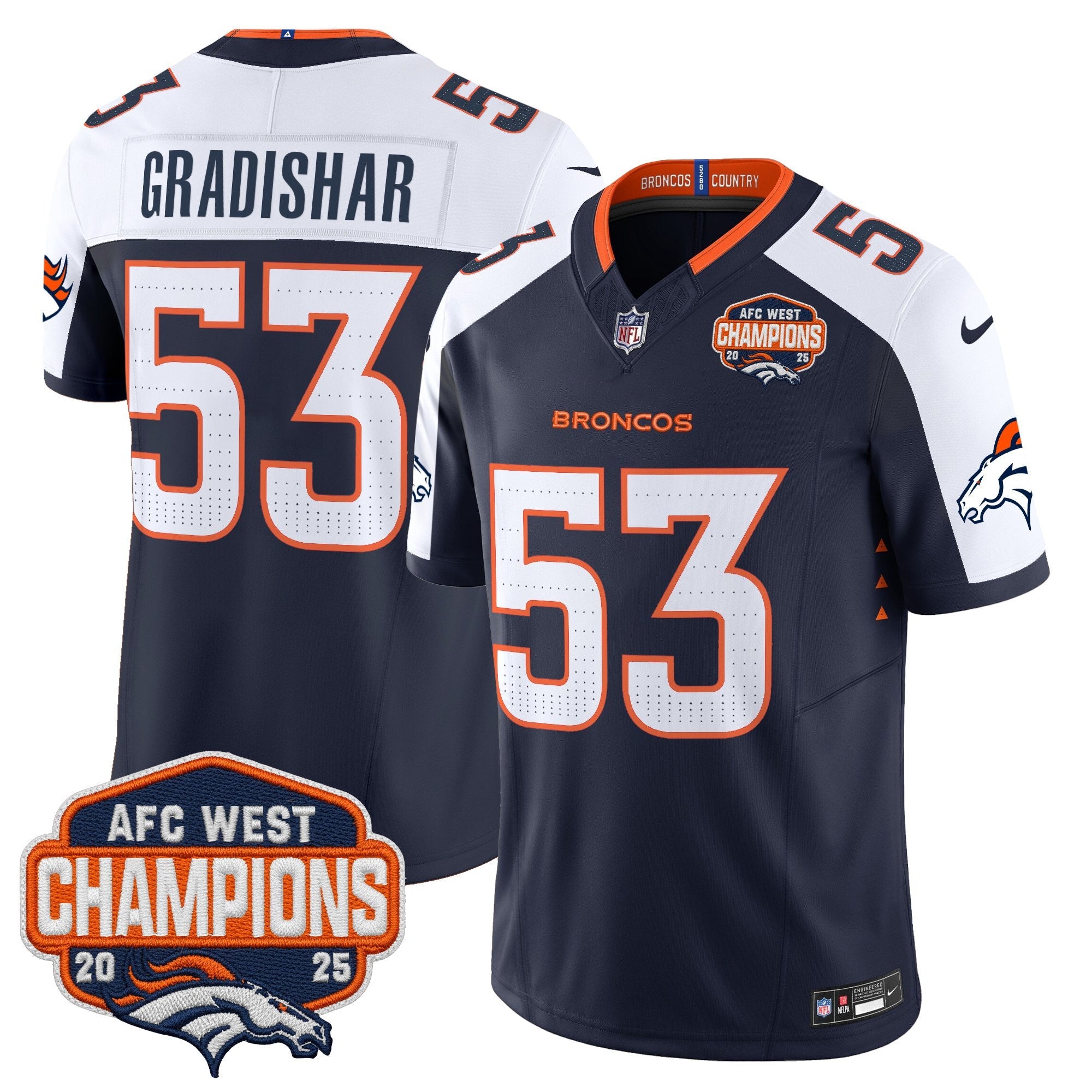 Men's Denver Broncos 2025 AFC West Division Champions Vapor Limited Jersey - All Stitched