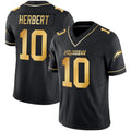 Justin Herbert Los Angeles Chargers Black Gold Jersey - All Stitched