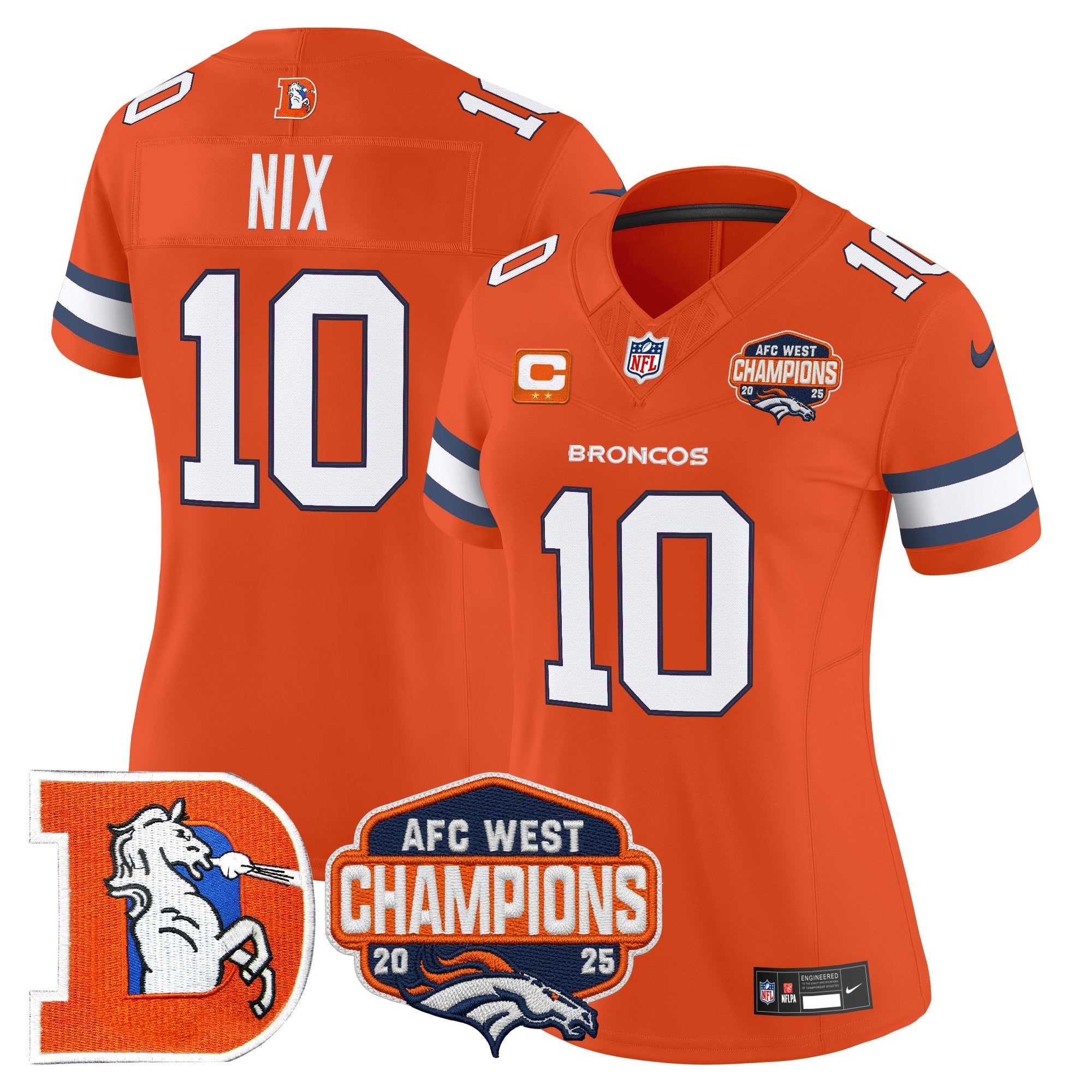 Women's Denver Broncos Throwback Vapor Limited Jersey - 2025 AFC West Division Champions Patch - All Stitched