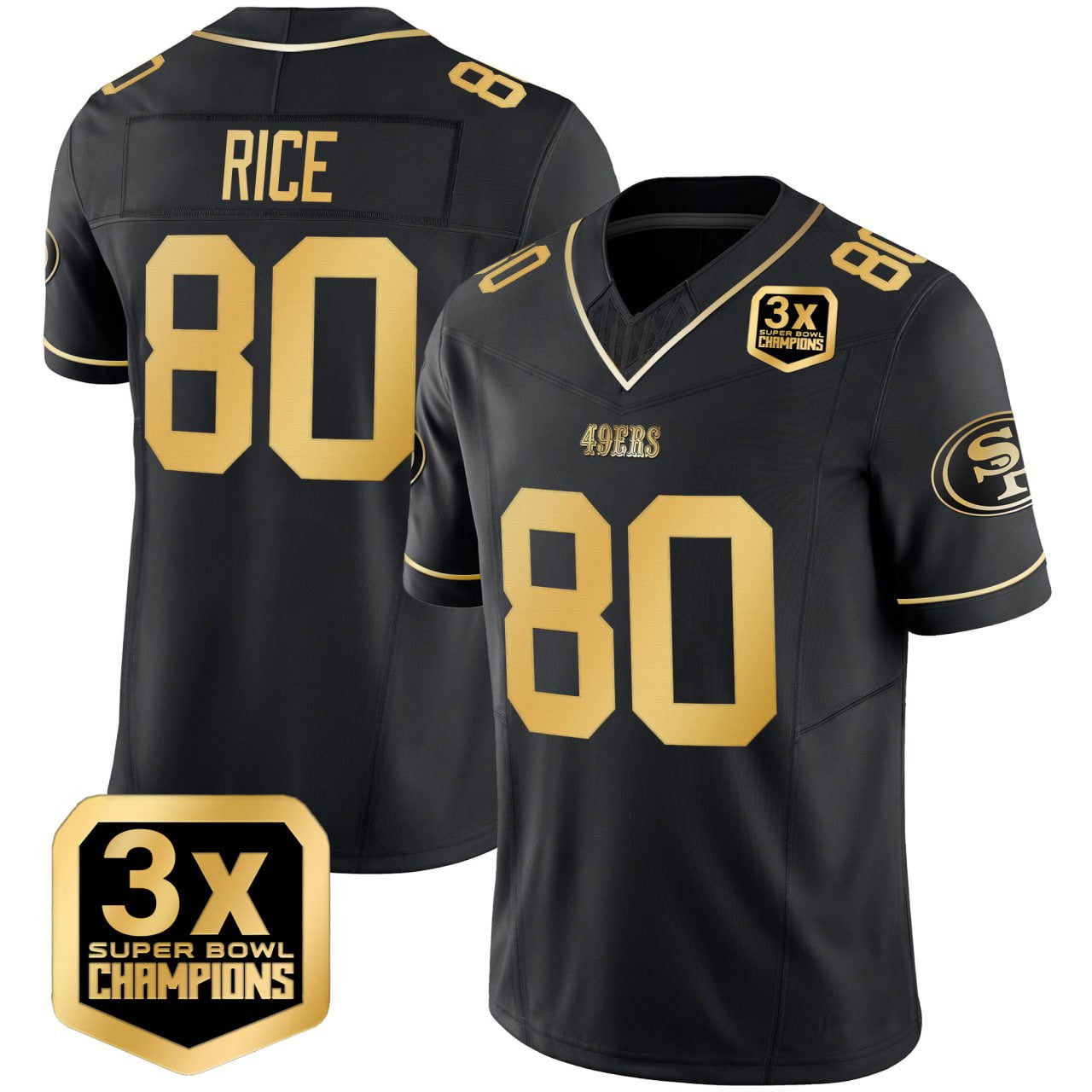 Jerry Rice San Francisco 49ers Black Gold Jersey - All Stitched