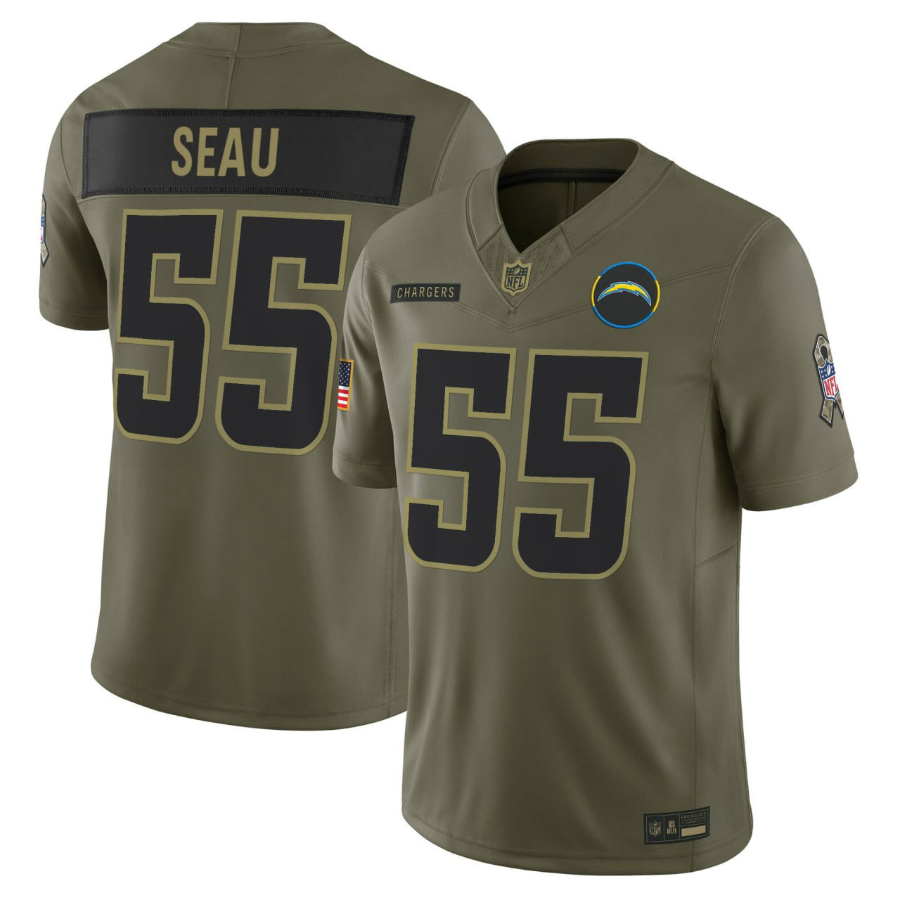 Junior Seau Los Angeles Chargers 2025 Salute To Service Jersey - All Stitched