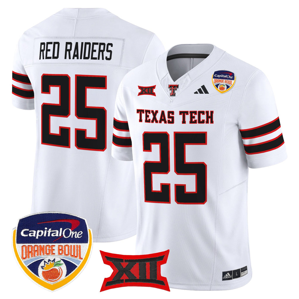 Men's Texas Tech Red Raiders 2025 Orange Bowl Vapor Limited Jersey V2 - All Stitched