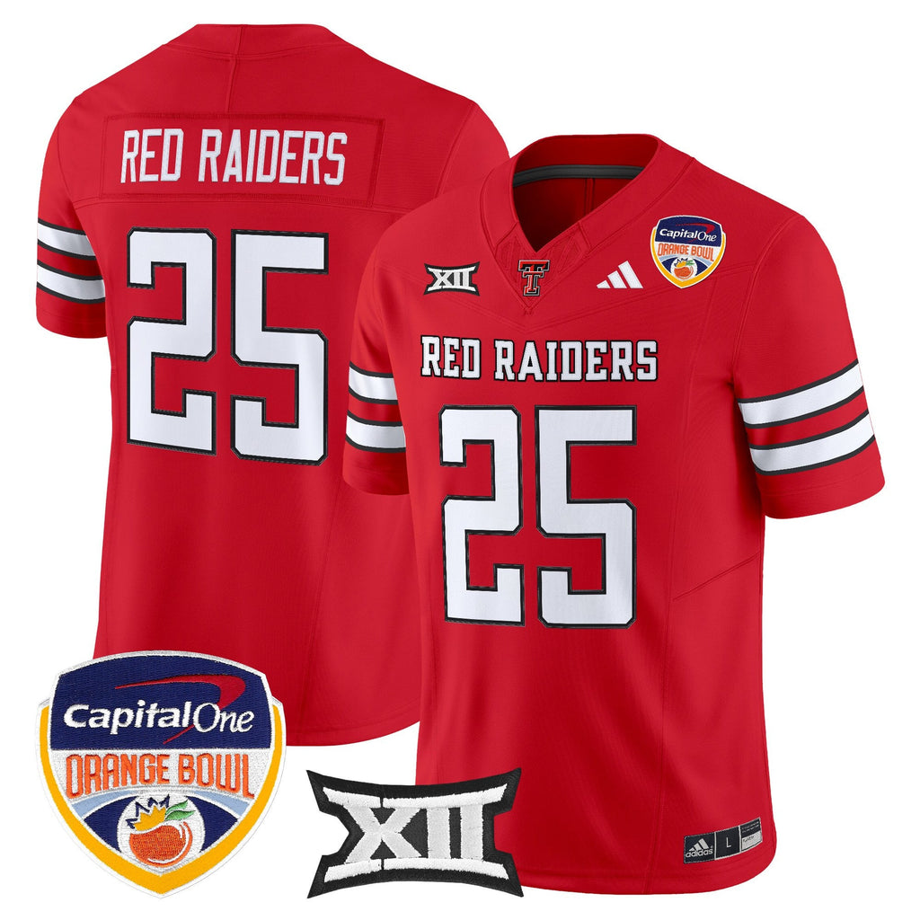Men's Texas Tech Red Raiders 2025 Orange Bowl Vapor Limited Jersey V2 - All Stitched