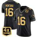 Joe Montana San Francisco 49ers Black Gold 3X Super Bowl Champions Jersey - All Stitched