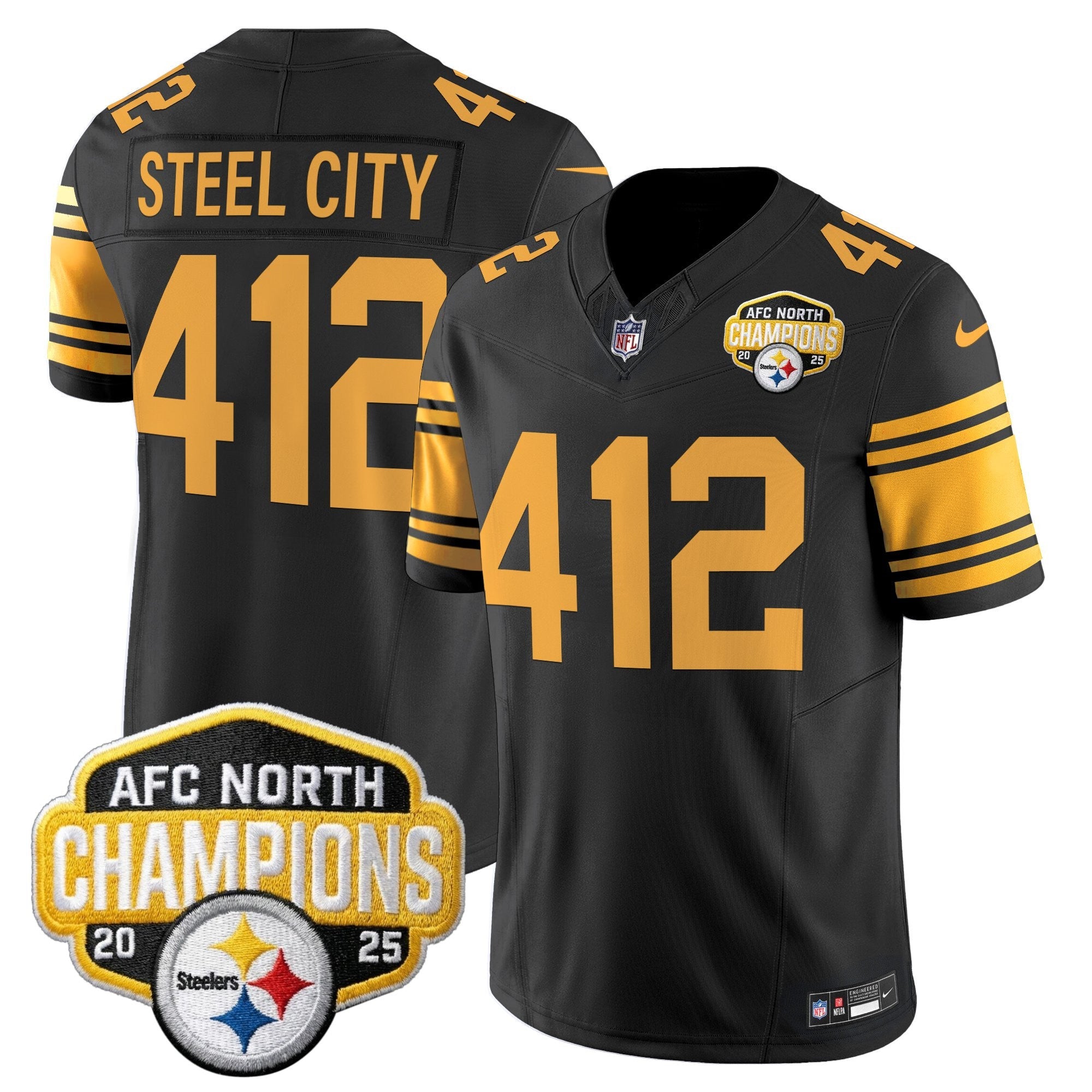 Men's Pittsburgh Steelers 2025 AFC North Division Champions Vapor Limited Jersey - All Stitched