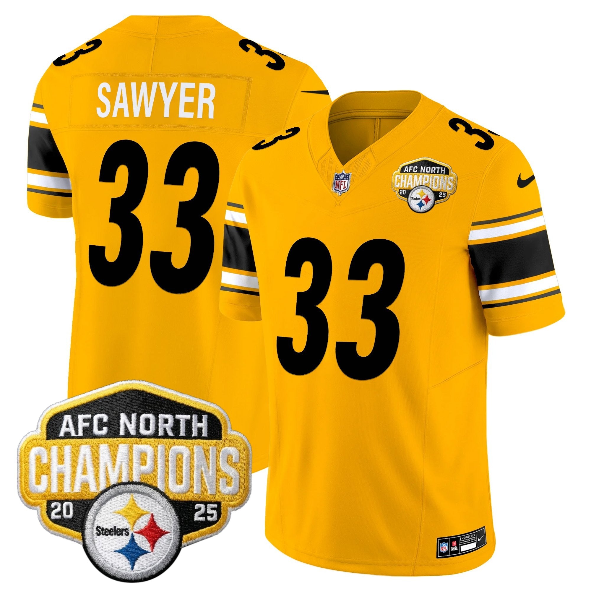Men's Pittsburgh Steelers 2025 AFC North Division Champions Vapor Limited Jersey - All Stitched