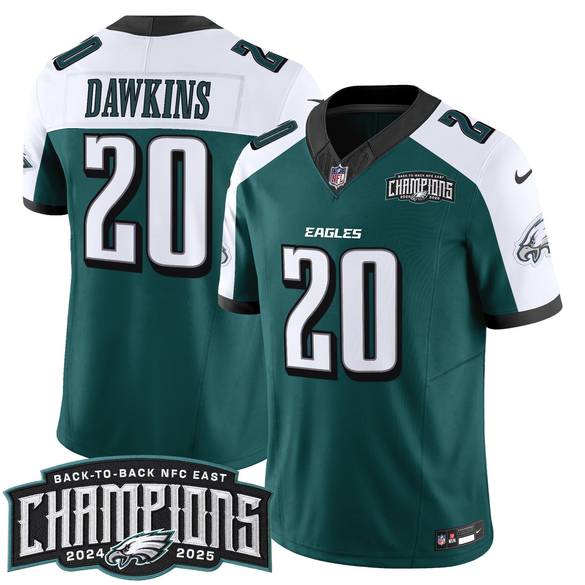 Men's Philadelphia Eagles Back-To-Back 2024-2025 NFC East Division Champions Vapor Limited Jersey - All Stitched