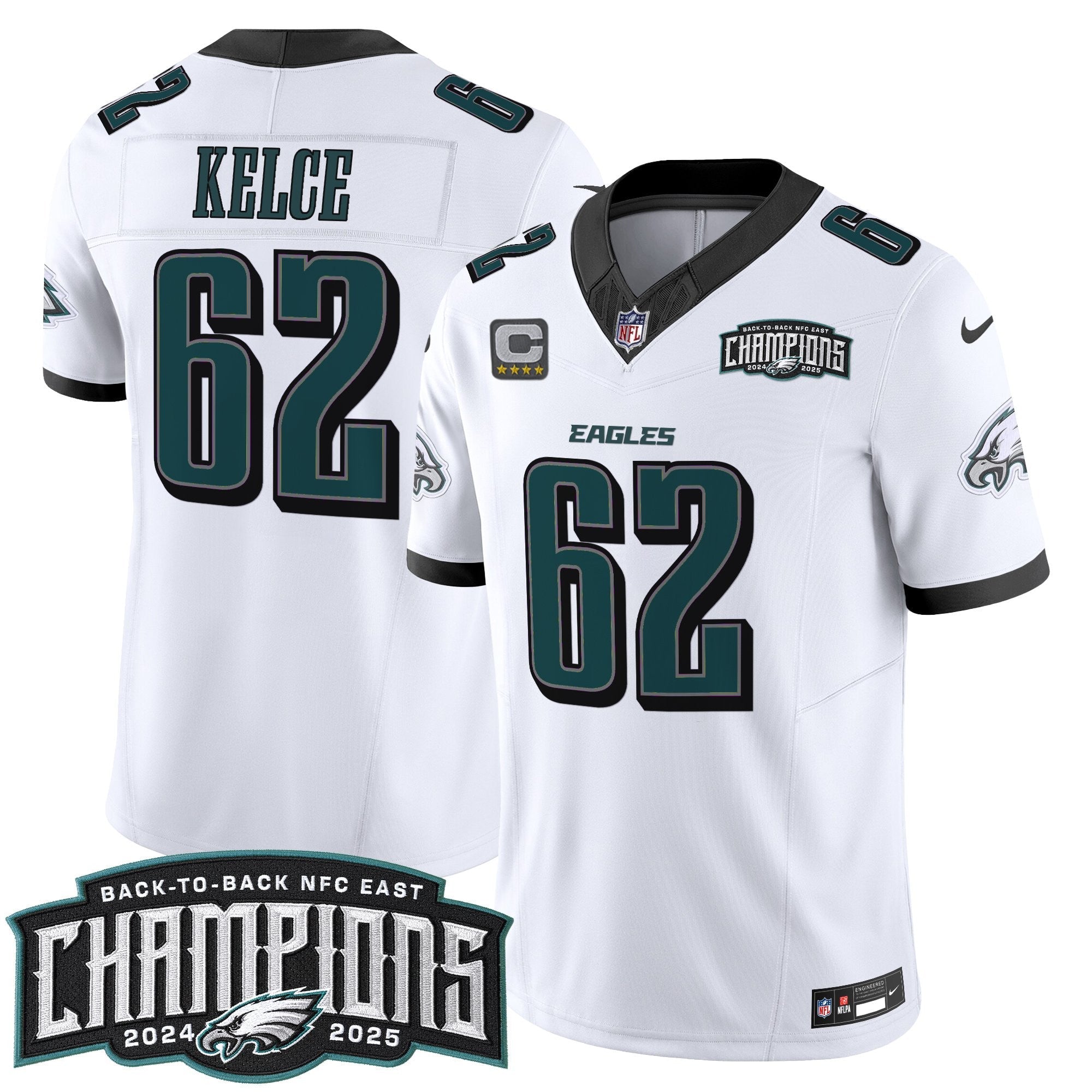 Men's Philadelphia Eagles Back-To-Back 2024-2025 NFC East Division Champions Vapor Limited Jersey - All Stitched