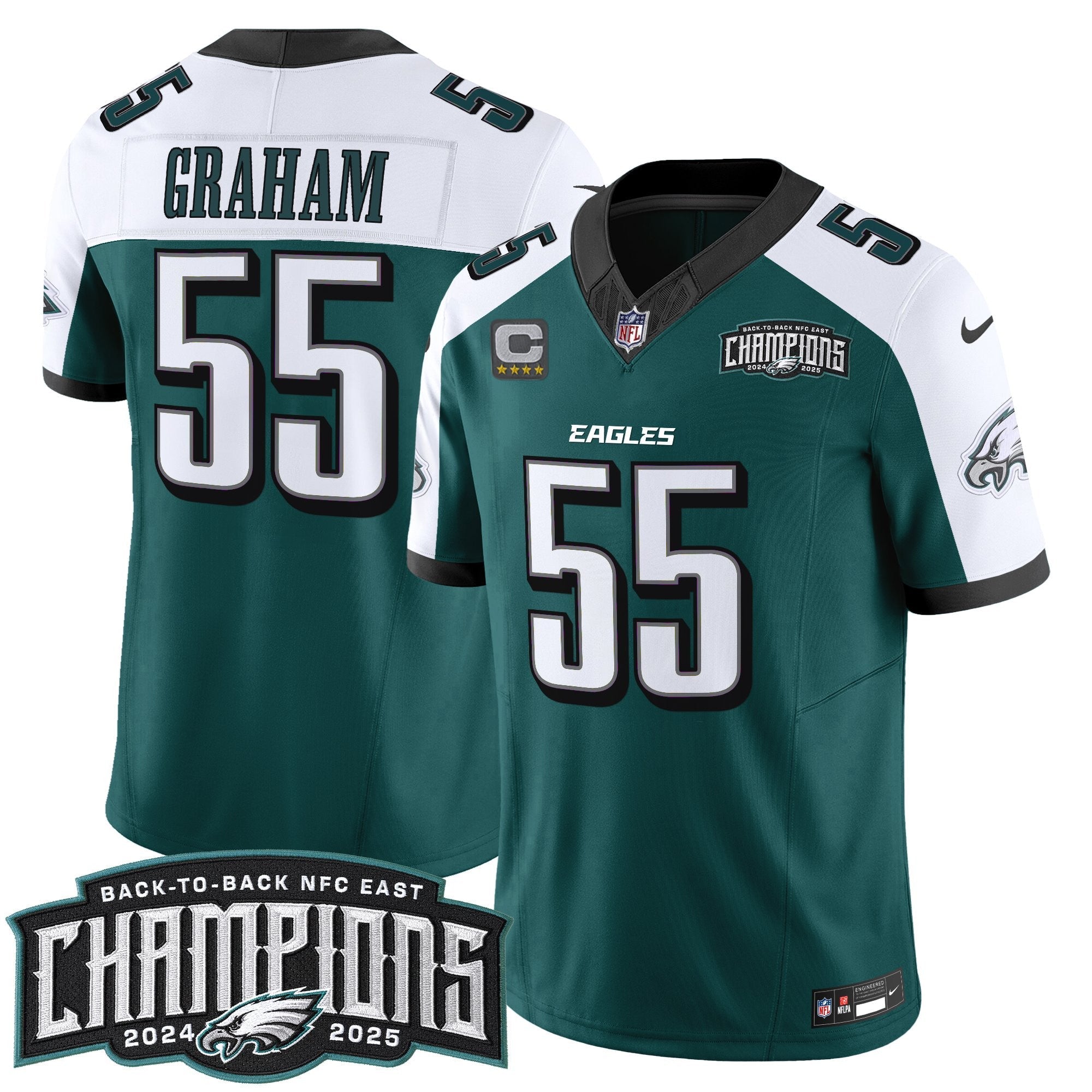 Men's Philadelphia Eagles Back-To-Back 2024-2025 NFC East Division Champions Vapor Limited Jersey - All Stitched