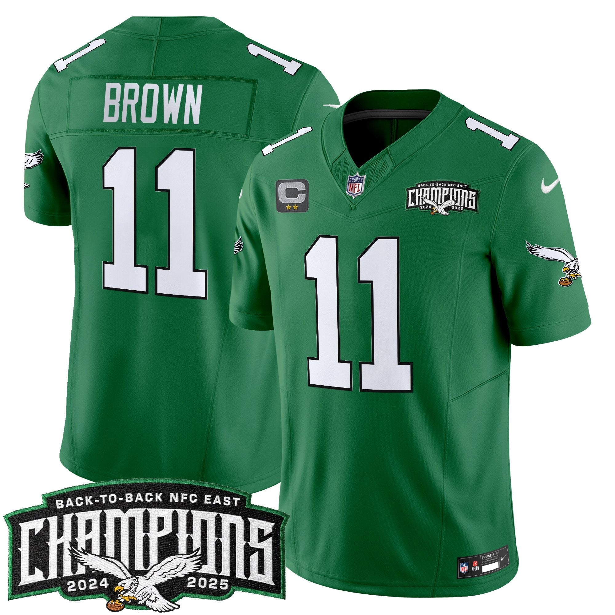 Men's Philadelphia Eagles Back-To-Back 2024-2025 NFC East Division Champions Vapor Limited Jersey - All Stitched