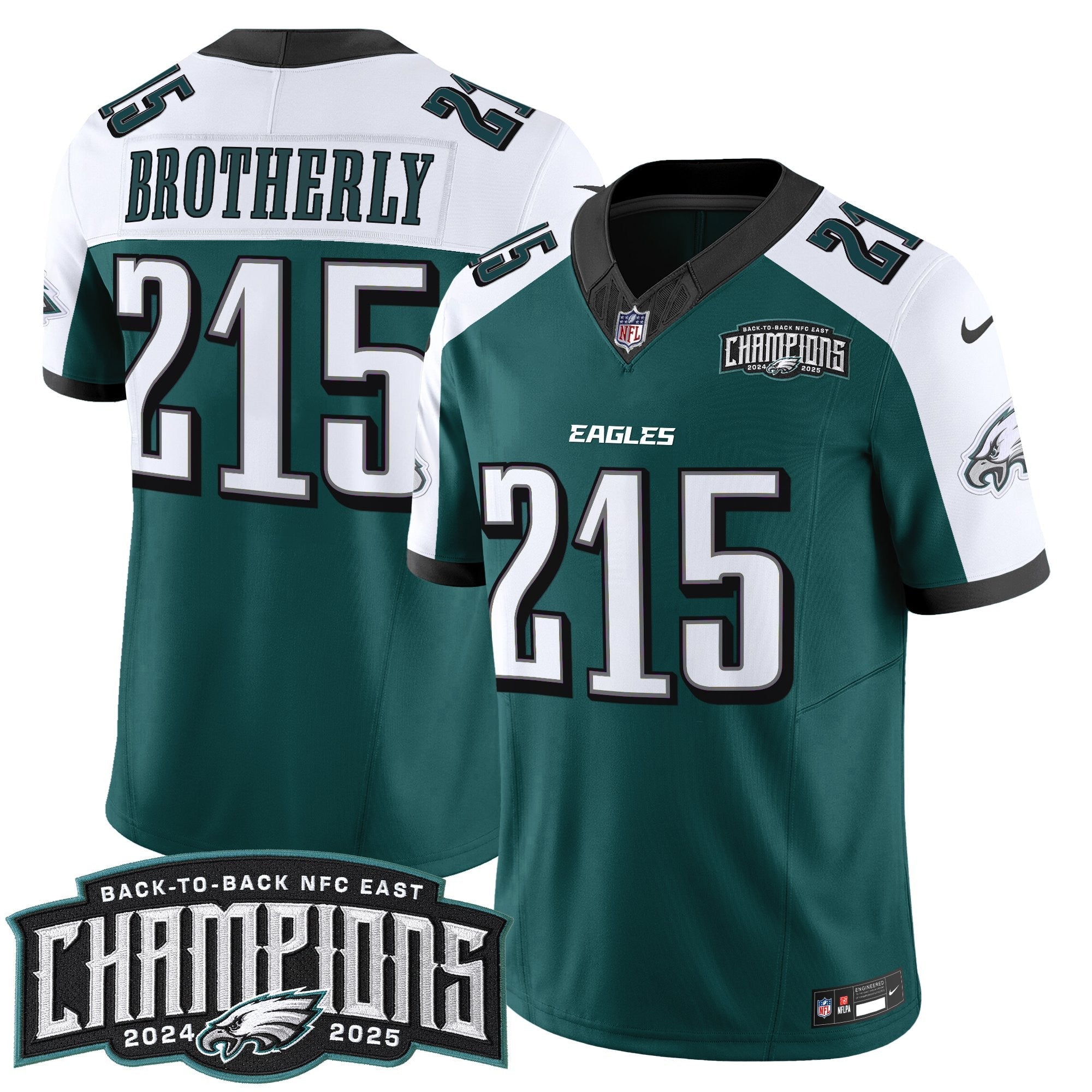 Men's Philadelphia Eagles Back-To-Back 2024-2025 NFC East Division Champions Vapor Limited Jersey - All Stitched