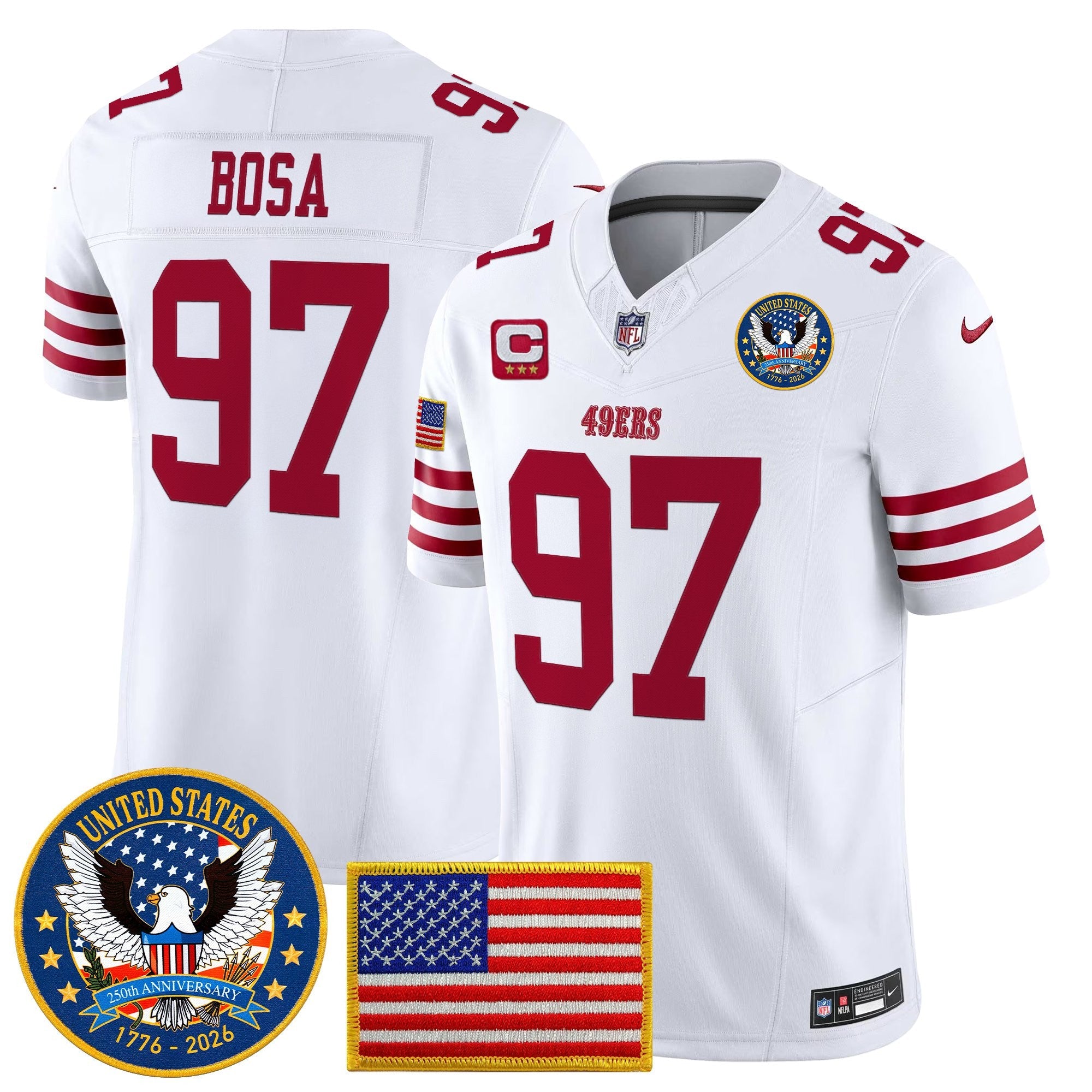 Men's San Francisco 49ers "United States 250th Anniversary Patch" Vapor Limited Jersey - All Stitched