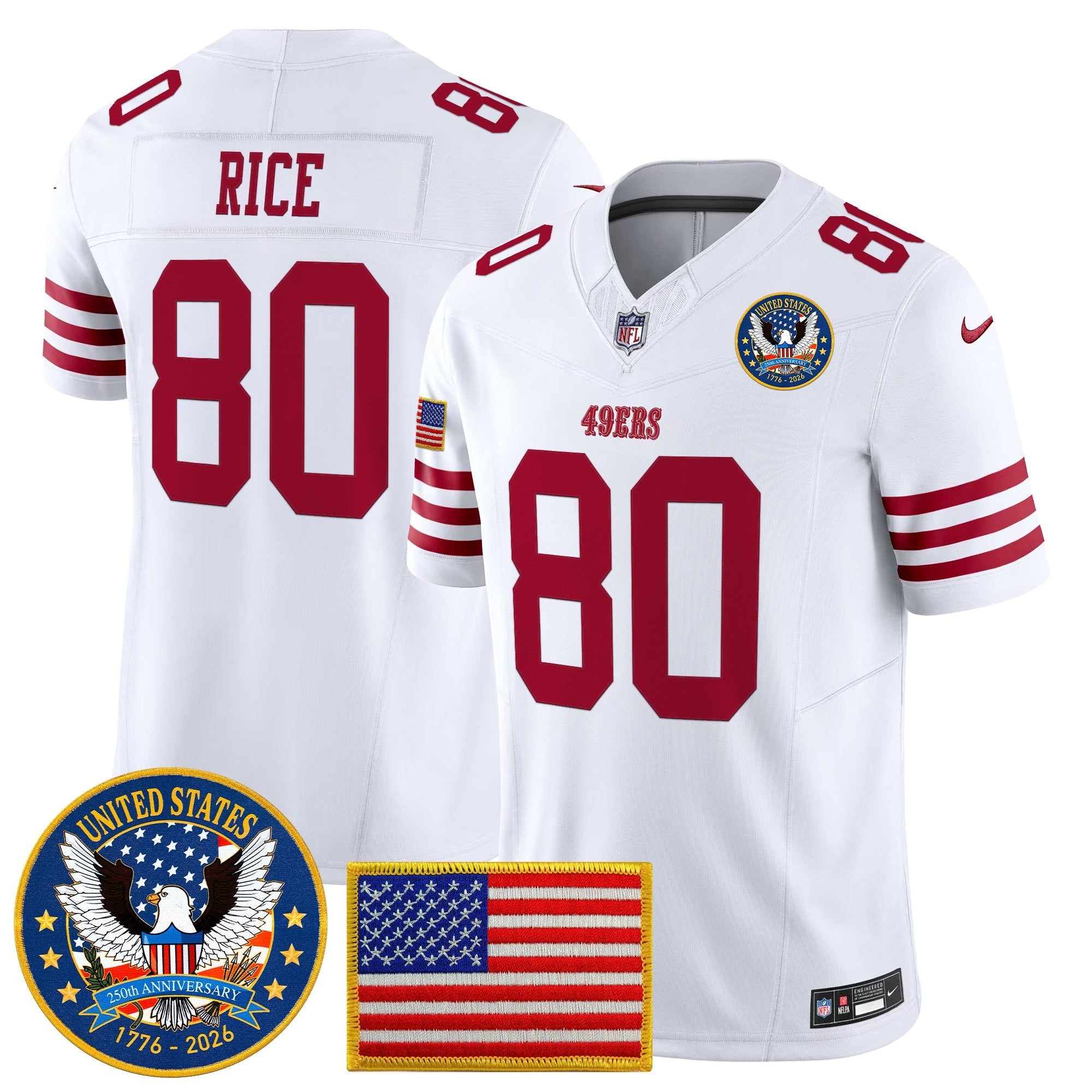 Men's San Francisco 49ers "United States 250th Anniversary Patch" Vapor Limited Jersey - All Stitched