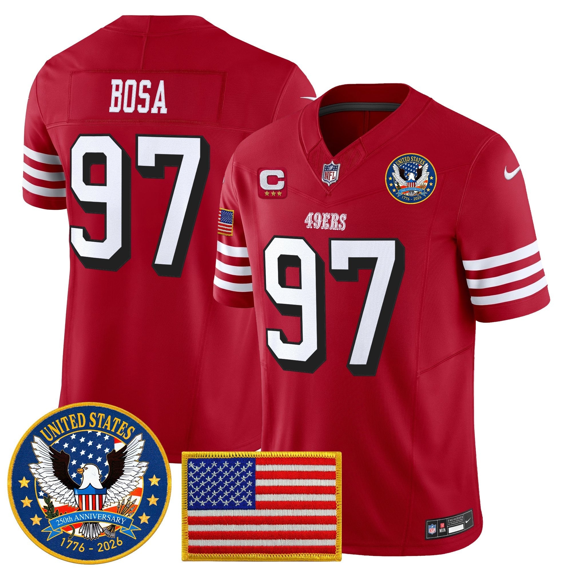 Men's San Francisco 49ers "United States 250th Anniversary Patch" Vapor Limited Jersey - All Stitched