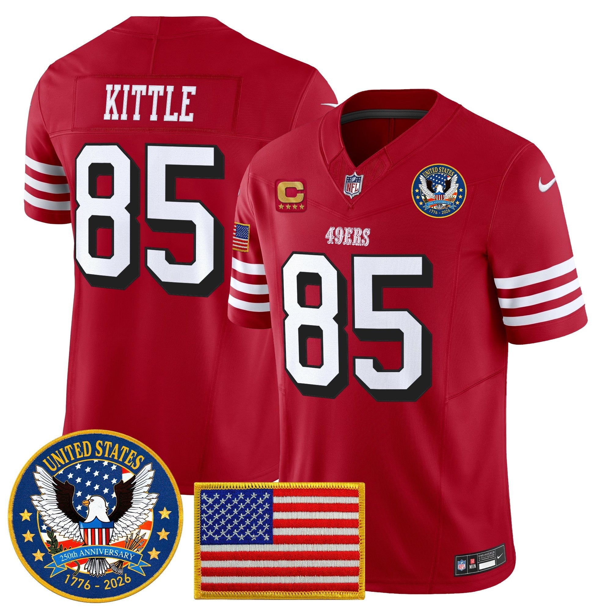 Men's San Francisco 49ers "United States 250th Anniversary Patch" Vapor Limited Jersey - All Stitched