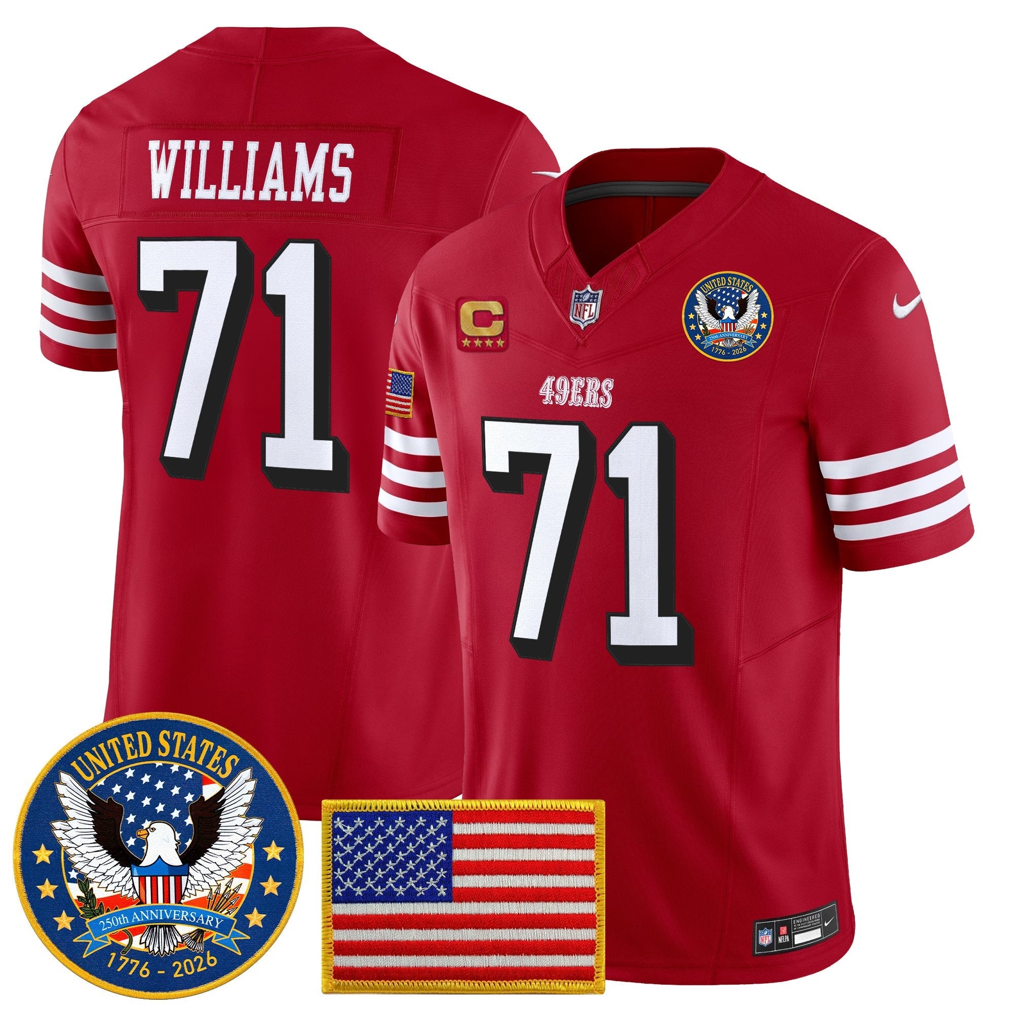 Men's San Francisco 49ers "United States 250th Anniversary Patch" Vapor Limited Jersey - All Stitched