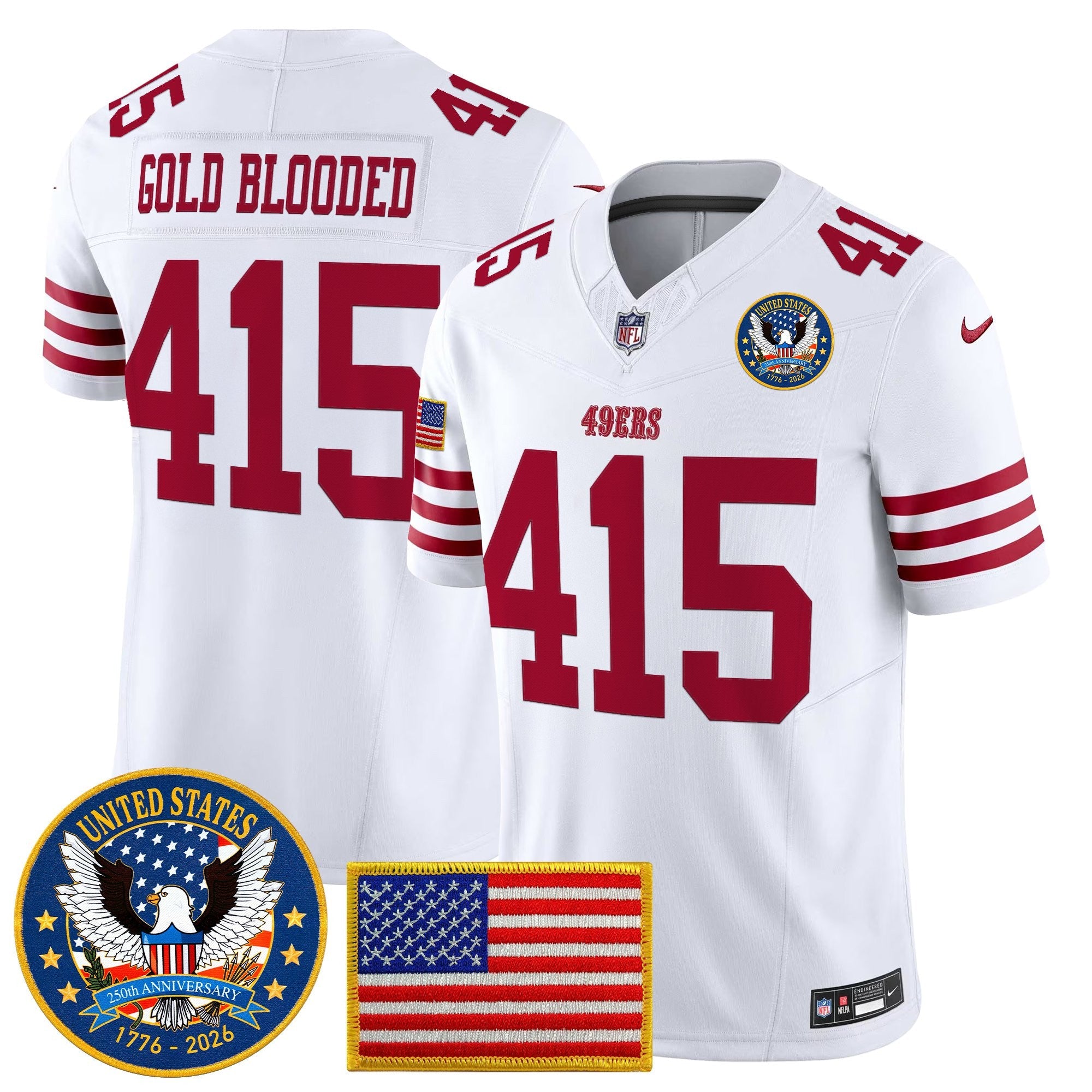 Men's San Francisco 49ers "United States 250th Anniversary Patch" Vapor Limited Jersey - All Stitched