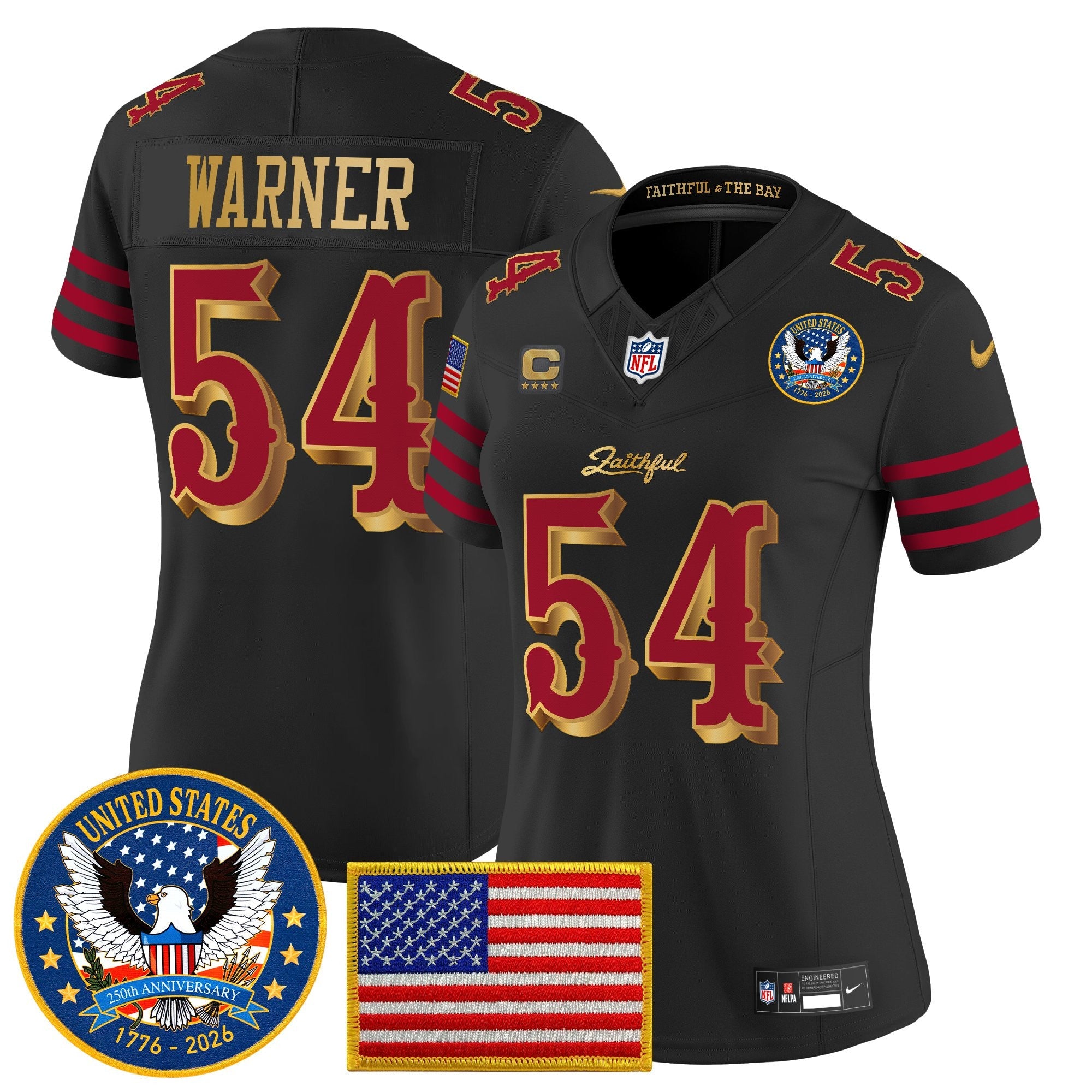 Women's San Francisco 49ers "United States 250th Anniversary Patch" Vapor Limited Jersey - All Stitched